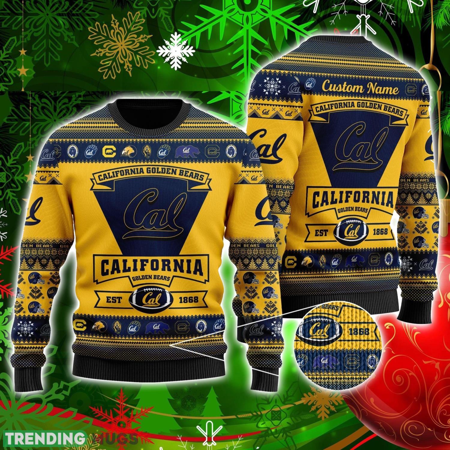 California Golden Bears Football Team Logo Personalized Ugly Christmas Sweater Christmas Gift For Big Fans Product Photo 1 California Golden Bears Football Team Logo Personalized Ugly Christmas Sweater Christmas Gift For Big Fans Product Photo 1