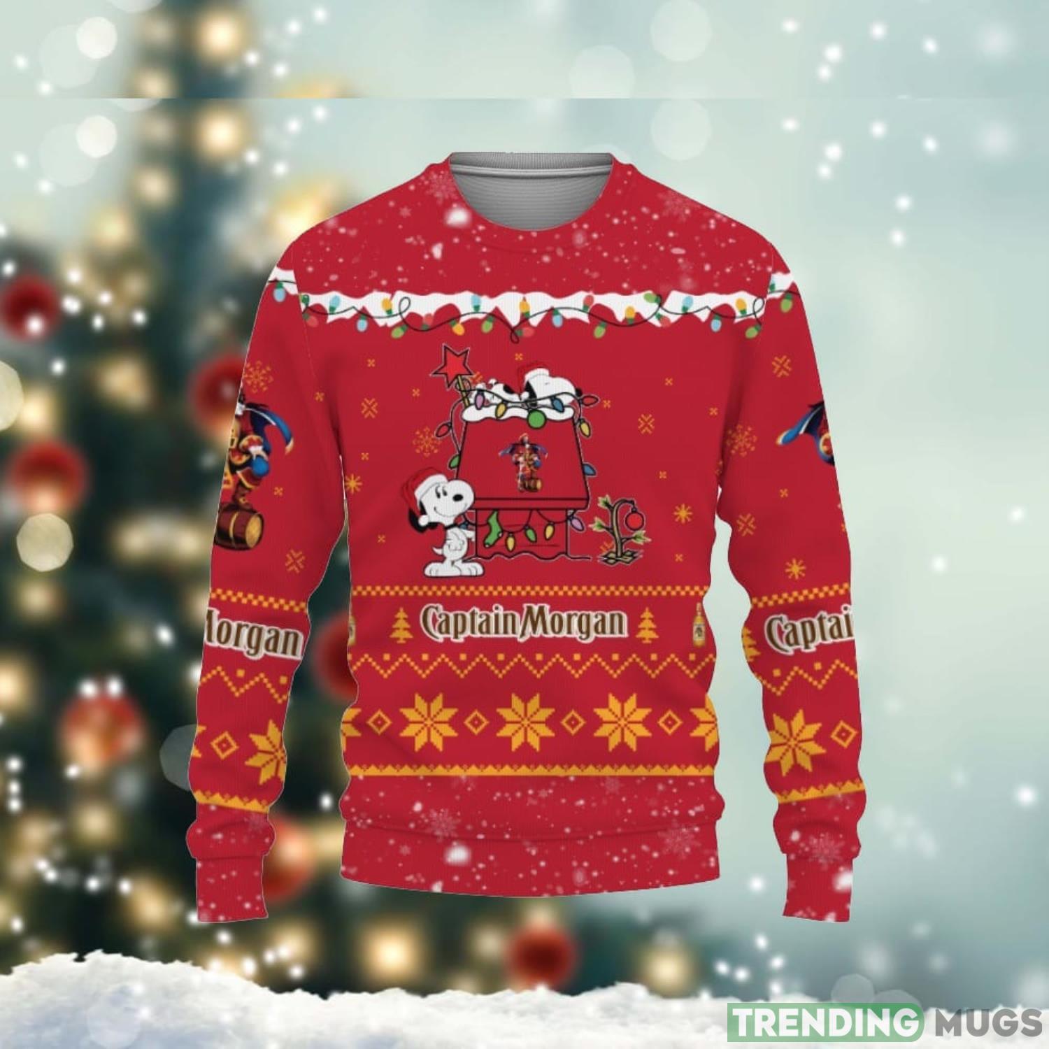Captain Morgan Whiskey American Whiskey Beers Merry Christmas Snoopy House Cute Gift 3D Ugly Christmas Sweater Product Photo 1