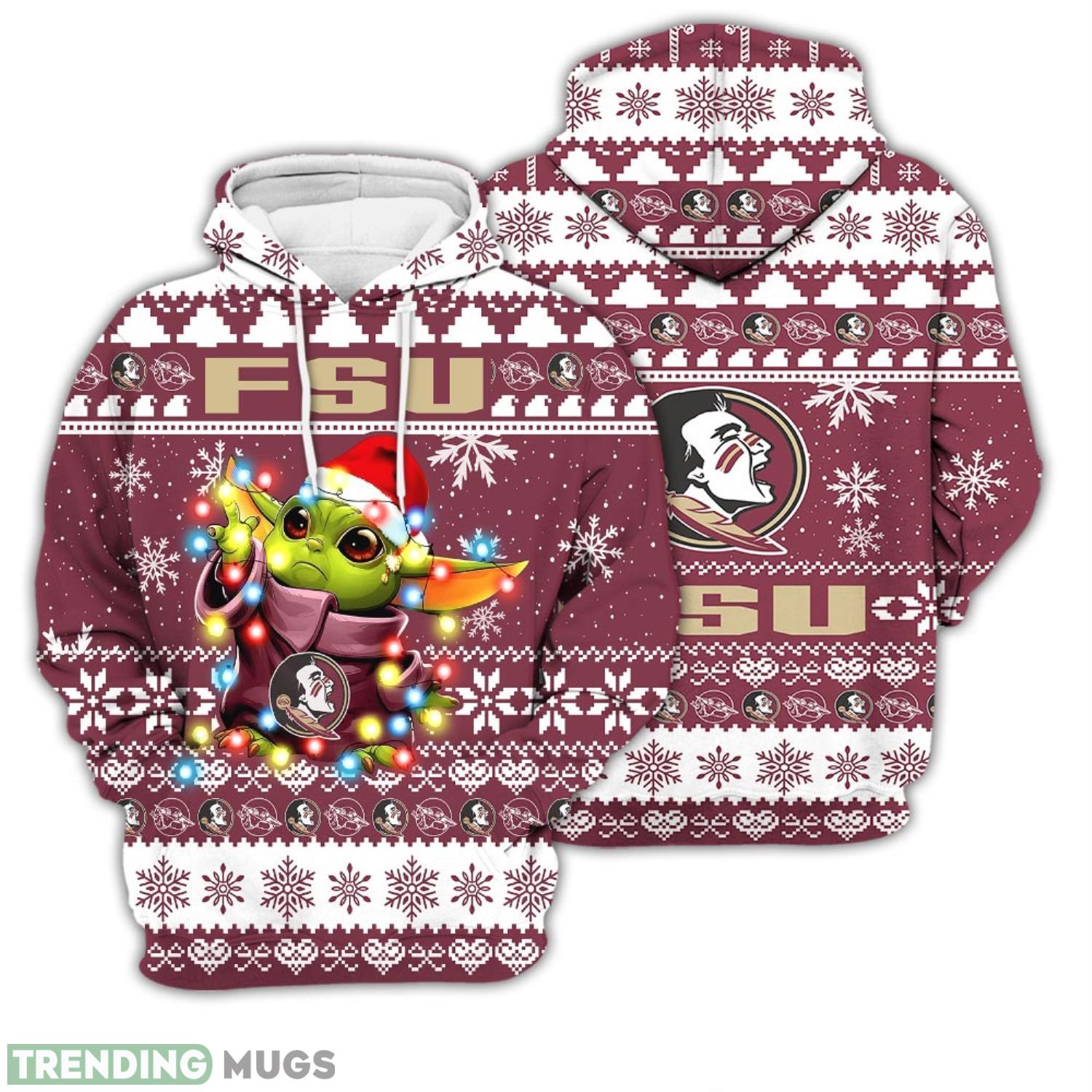 Christmas Gift 3D Hoodie Florida State Seminoles Baby Yoda Star Wars Unisex Hoodie For Men and Women Product Photo 1