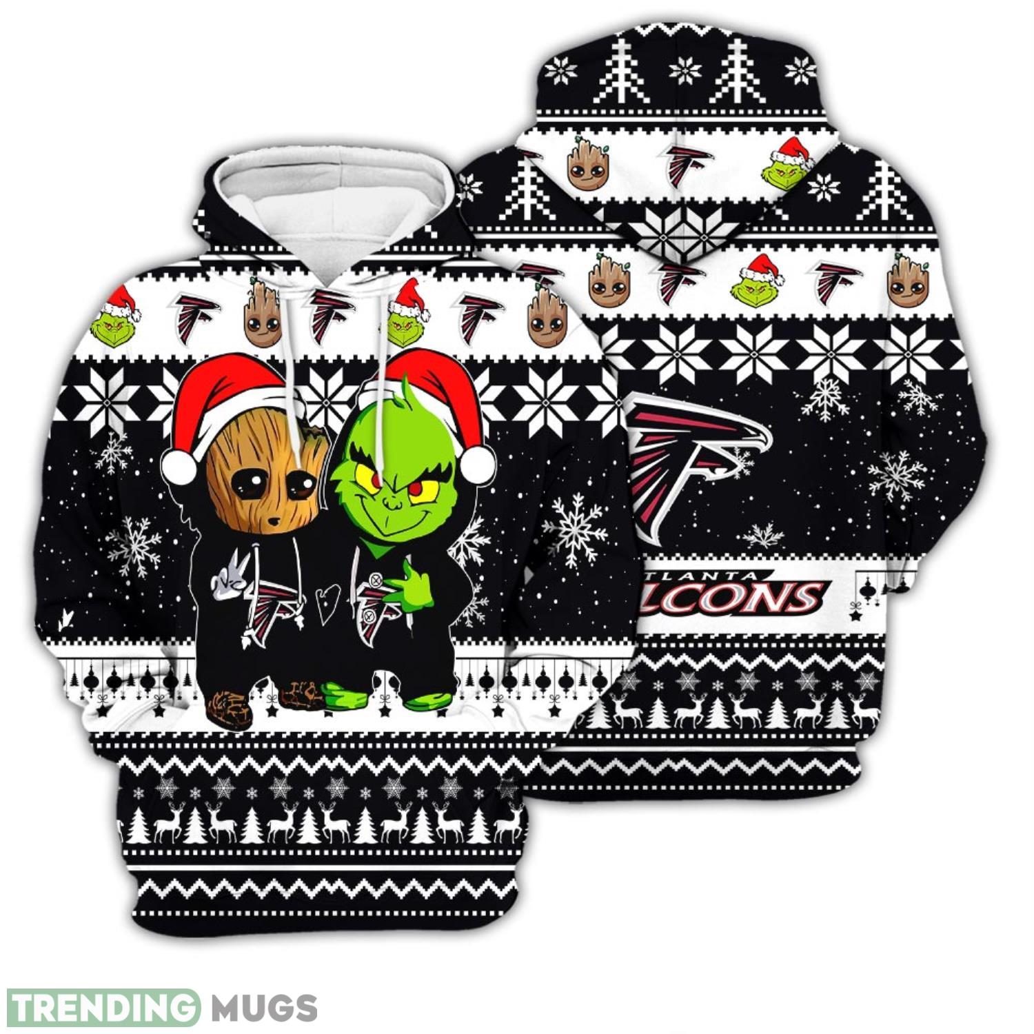 Christmas Hoodie Atlanta Falcons Baby Groot And Grinch Best Friends Unisex 3D Hoodie Product Photo 1 Christmas Hoodie Atlanta Falcons Baby Groot And Grinch Best Friends Unisex 3D Hoodie Product Photo 1