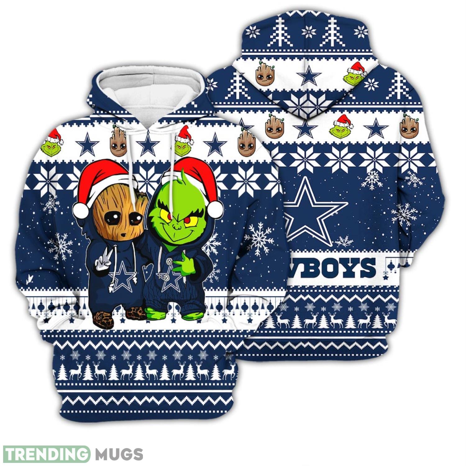 Christmas Hoodie Dallas Cowboys Baby Groot And Grinch Best Friends Unisex 3D Hoodie Product Photo 1 Christmas Hoodie Dallas Cowboys Baby Groot And Grinch Best Friends Unisex 3D Hoodie Product Photo 1