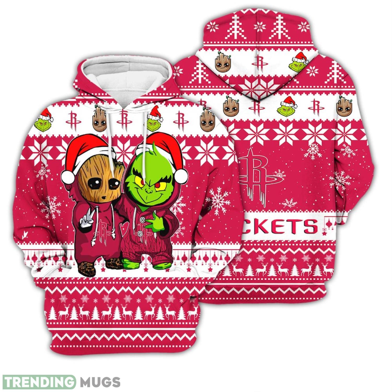 Christmas Hoodie Houston Rockets Baby Groot And Grinch Best Friends Unisex 3D Hoodie Product Photo 1 Christmas Hoodie Houston Rockets Baby Groot And Grinch Best Friends Unisex 3D Hoodie Product Photo 1