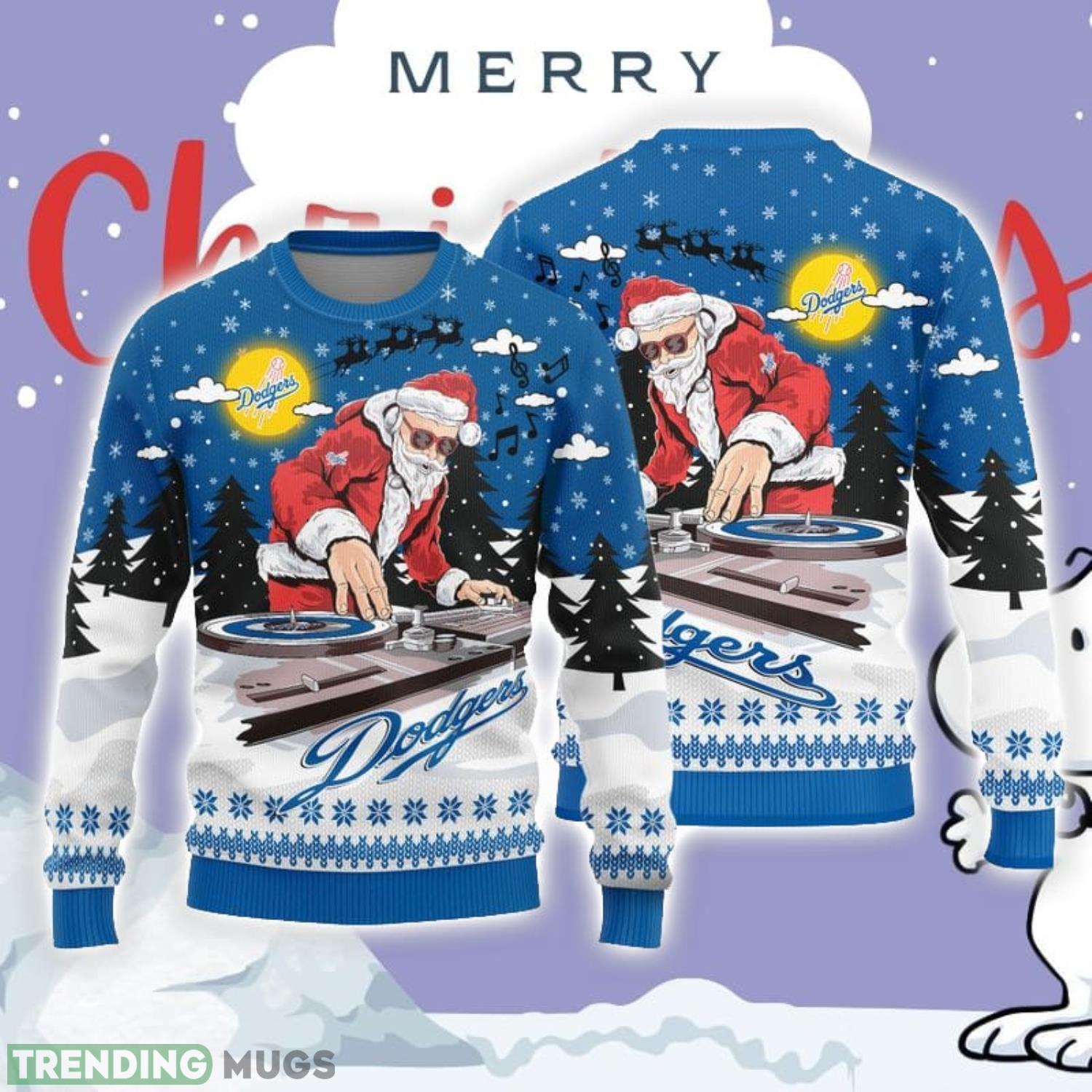 Christmas Sweater Los Angeles Dodgers Christmas Funny DJ Santa Limited Edition 3D Sweater Product Photo 1