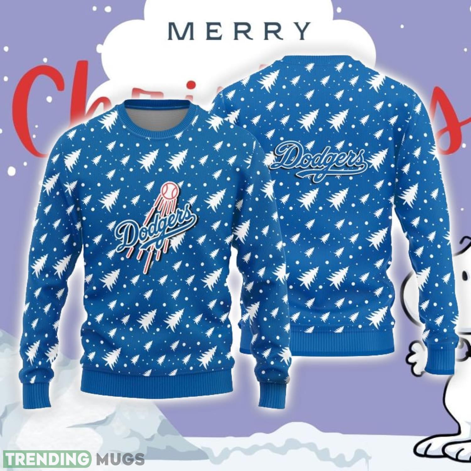 Christmas Sweater Los Angeles Dodgers Christmas Pine Tree Patterns Pattern 3D Sweater Product Photo 1
