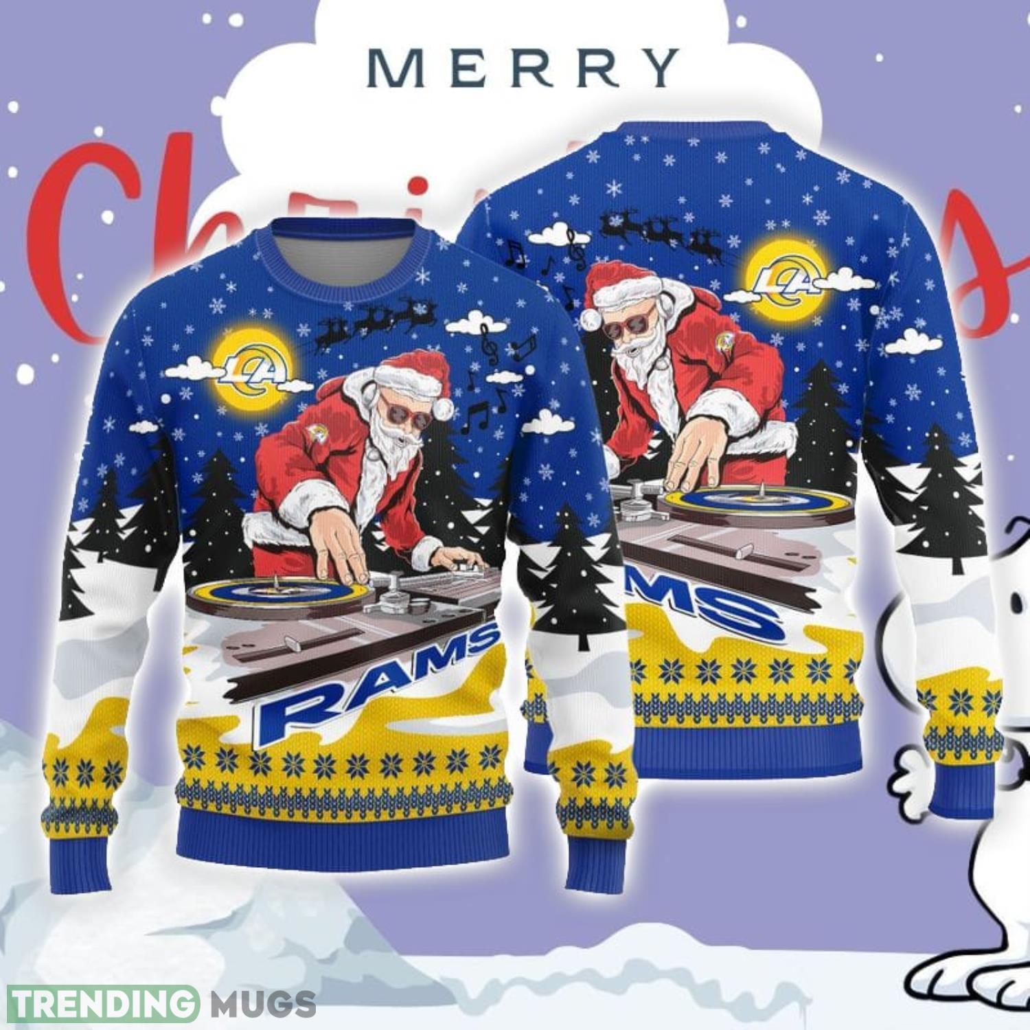 Christmas Sweater Los Angeles Rams Christmas Funny DJ Santa Limited Edition 3D Sweater Product Photo 1 Christmas Sweater Los Angeles Rams Christmas Funny DJ Santa Limited Edition 3D Sweater Product Photo 1