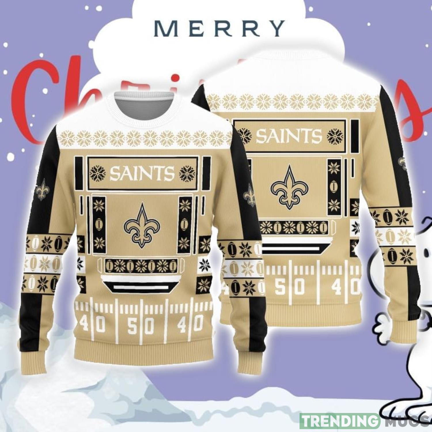 Christmas Sweater  Orleans Saints Christmas Ball Snowfalke Pattern 3D Sweater Product Photo 1
