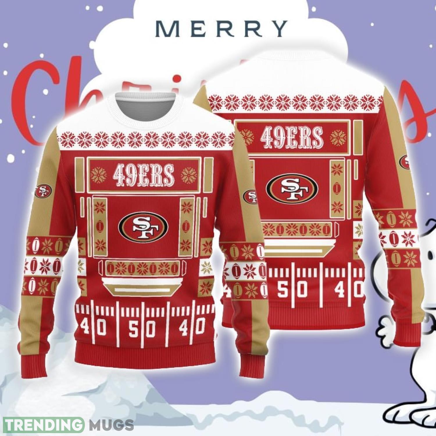 Christmas Sweater San Francisco 49ers Christmas Ball Snowfalke Pattern 3D Sweater Product Photo 1