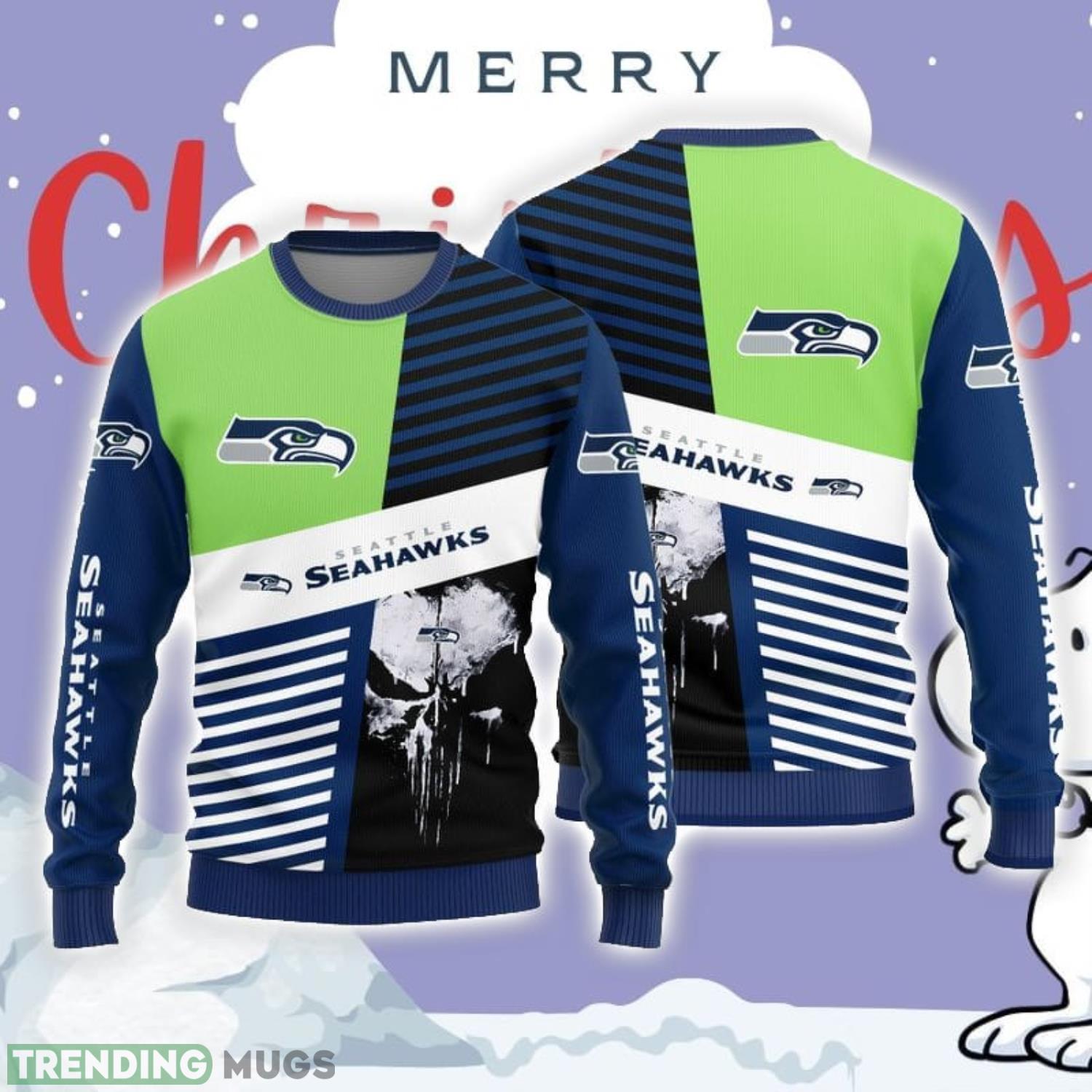 Christmas Sweater Seattle Seahawks Skull Pattern Limited Edition 3D Sweater Product Photo 1 Christmas Sweater Seattle Seahawks Skull Pattern Limited Edition 3D Sweater Product Photo 1
