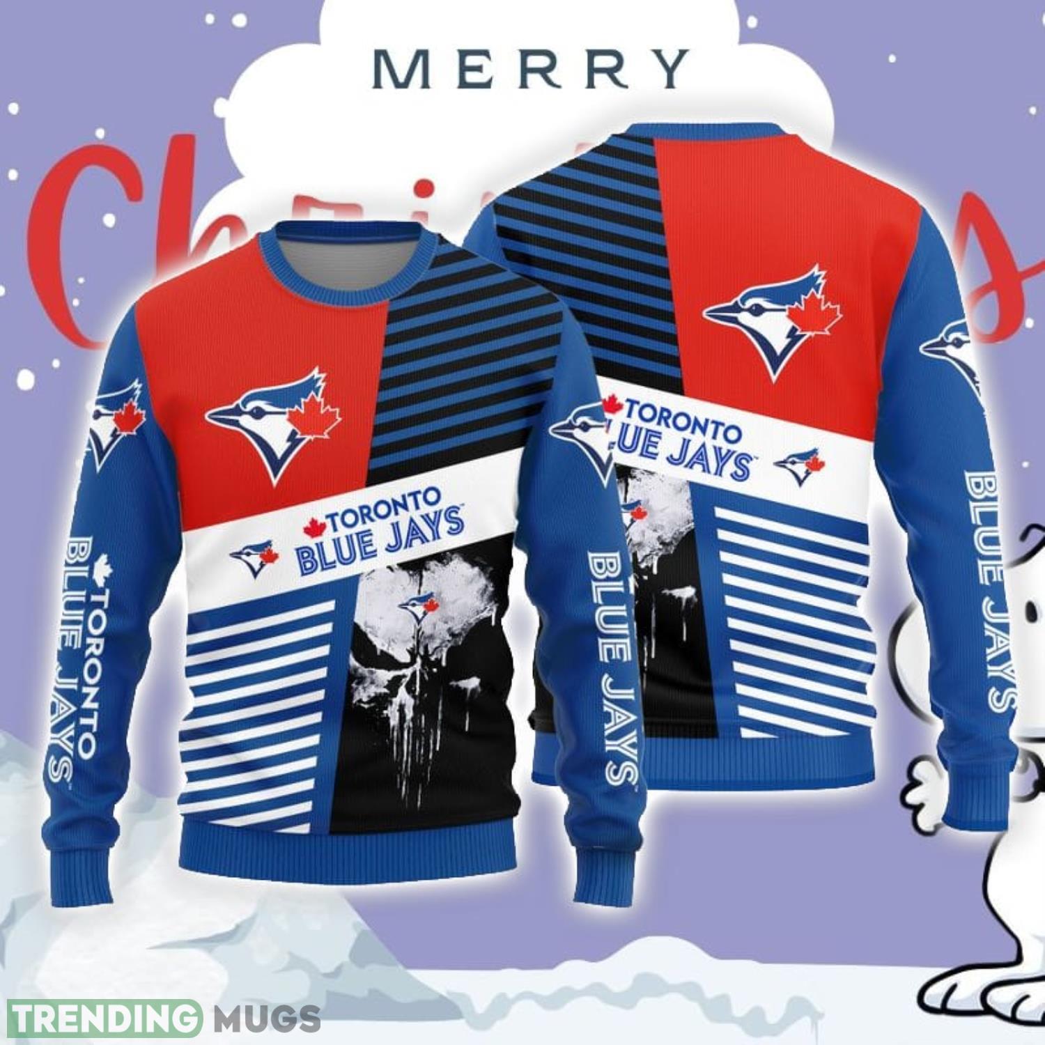 Christmas Sweater Toronto Blue Jays Skull Pattern Limited Edition 3D Sweater Product Photo 1