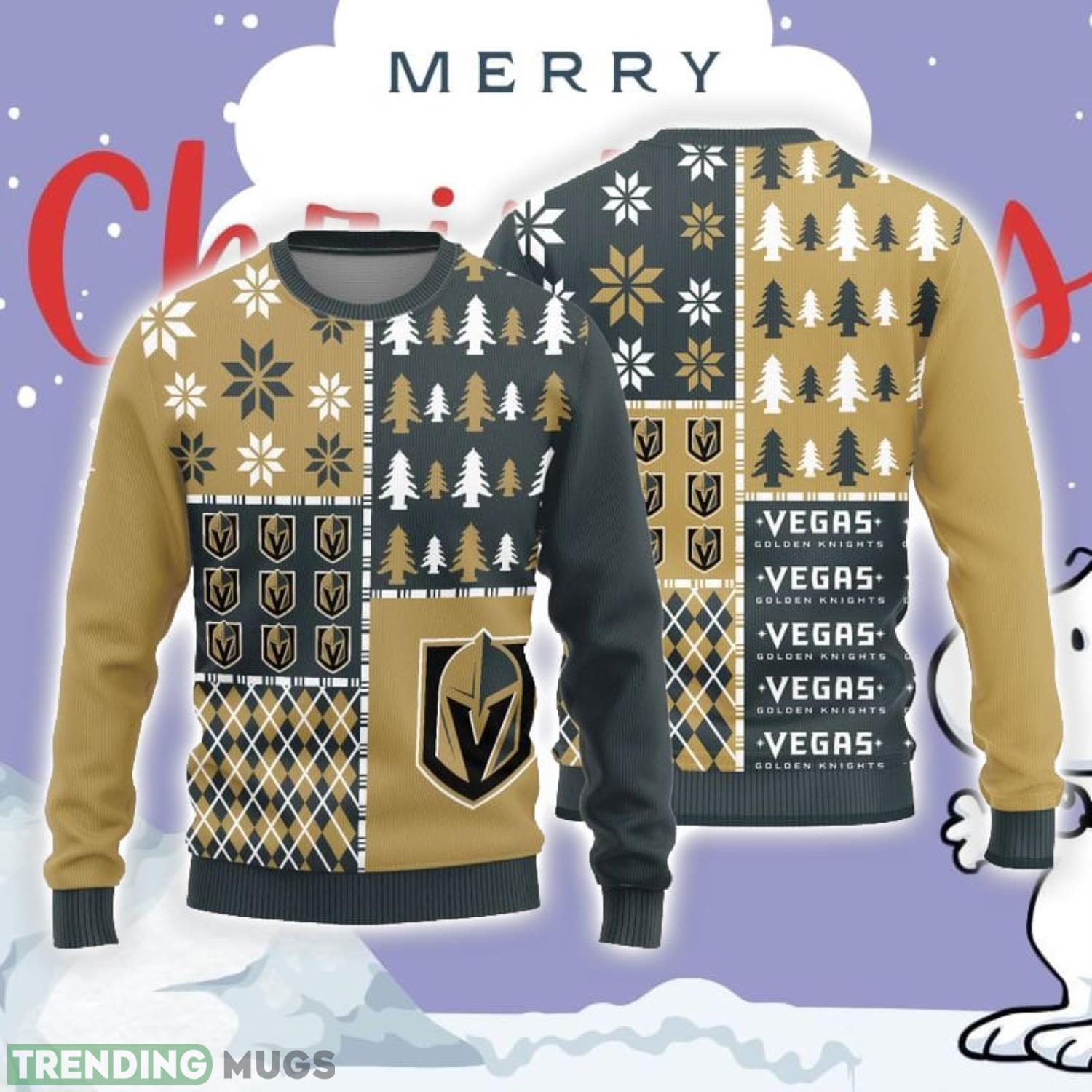 Christmas Sweater Vegas Golden Knights Christmas Pine Trees Pattern Limited Edition 3D Sweater Product Photo 1 Christmas Sweater Vegas Golden Knights Christmas Pine Trees Pattern Limited Edition 3D Sweater Product Photo 1