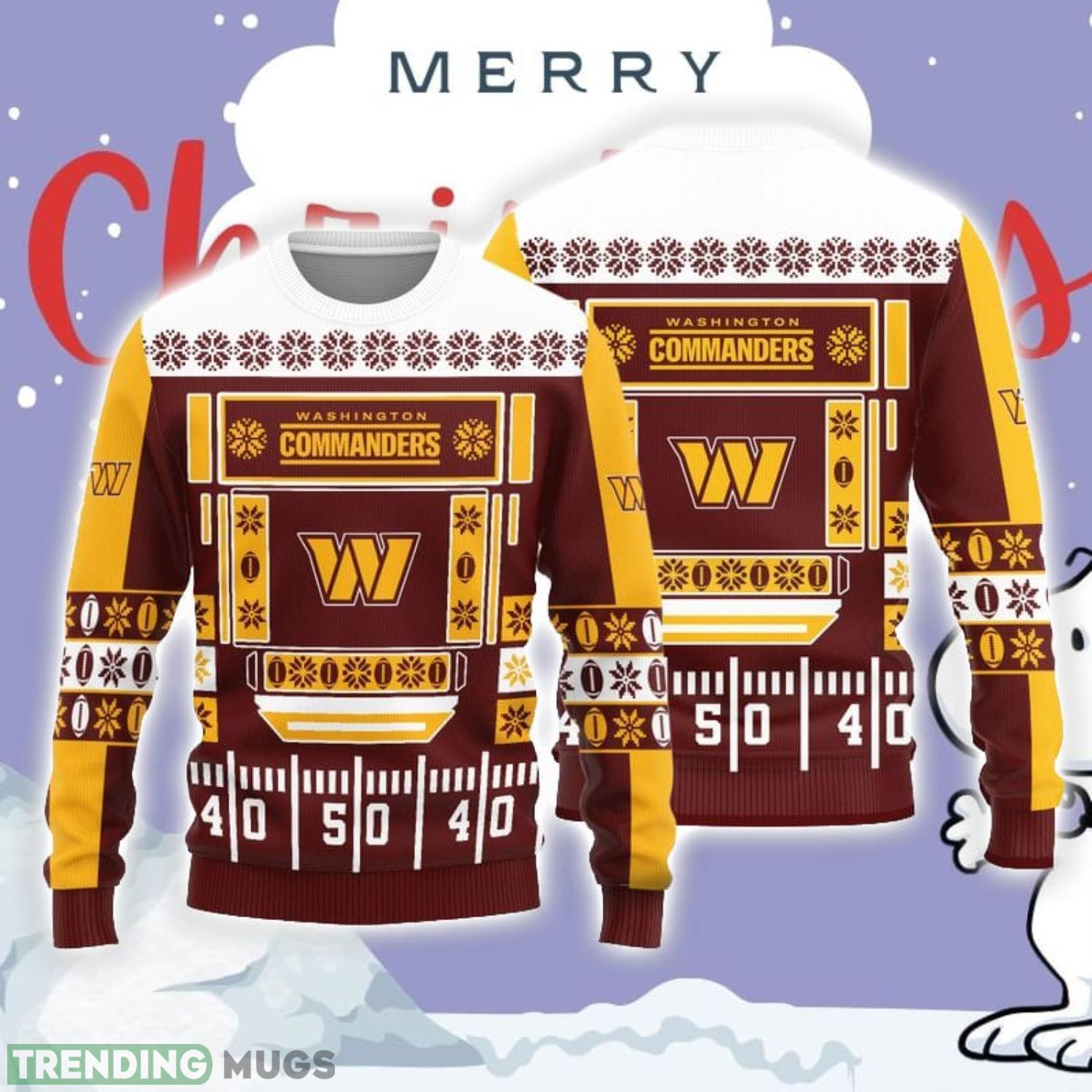 Christmas Sweater Washington Commanders Christmas Ball Snowfalke Pattern 3D Sweater Product Photo 1