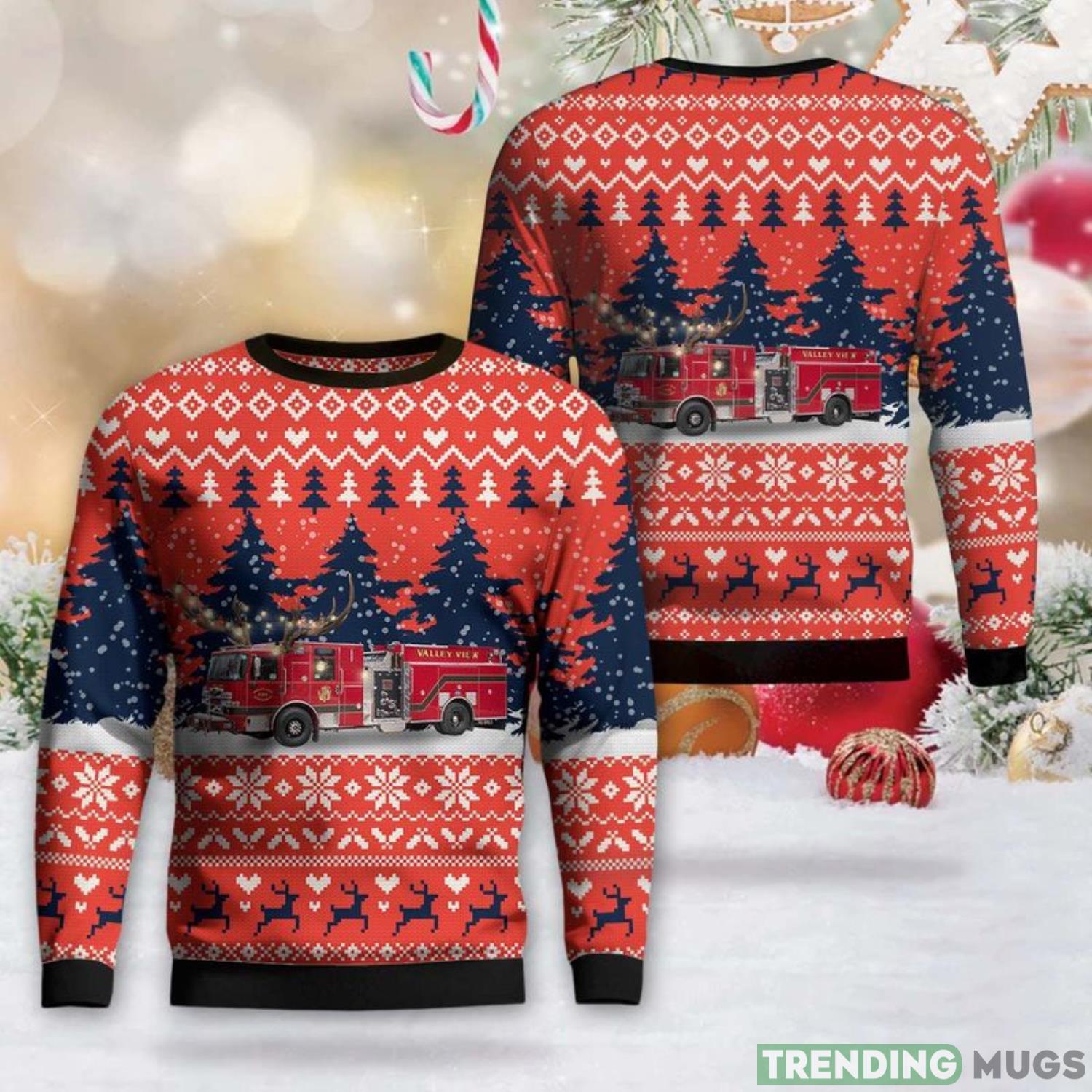 Cleveland, Ohio, Valley View Fire Department AOP Sweater Christmas Gift Sweater Product Photo 1 Cleveland, Ohio, Valley View Fire Department AOP Sweater Christmas Gift Sweater Product Photo 1