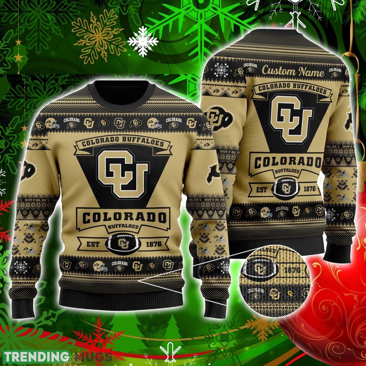 Colorado Buffaloes Football Team Logo Custom Name Personalized Ugly Christmas Sweater Christmas Gift For Big Fans 3D Sweater Colorado Buffaloes Football Team Logo Custom Name Personalized Ugly Christmas Sweater Christmas Gift For Big Fans 3D Sweater