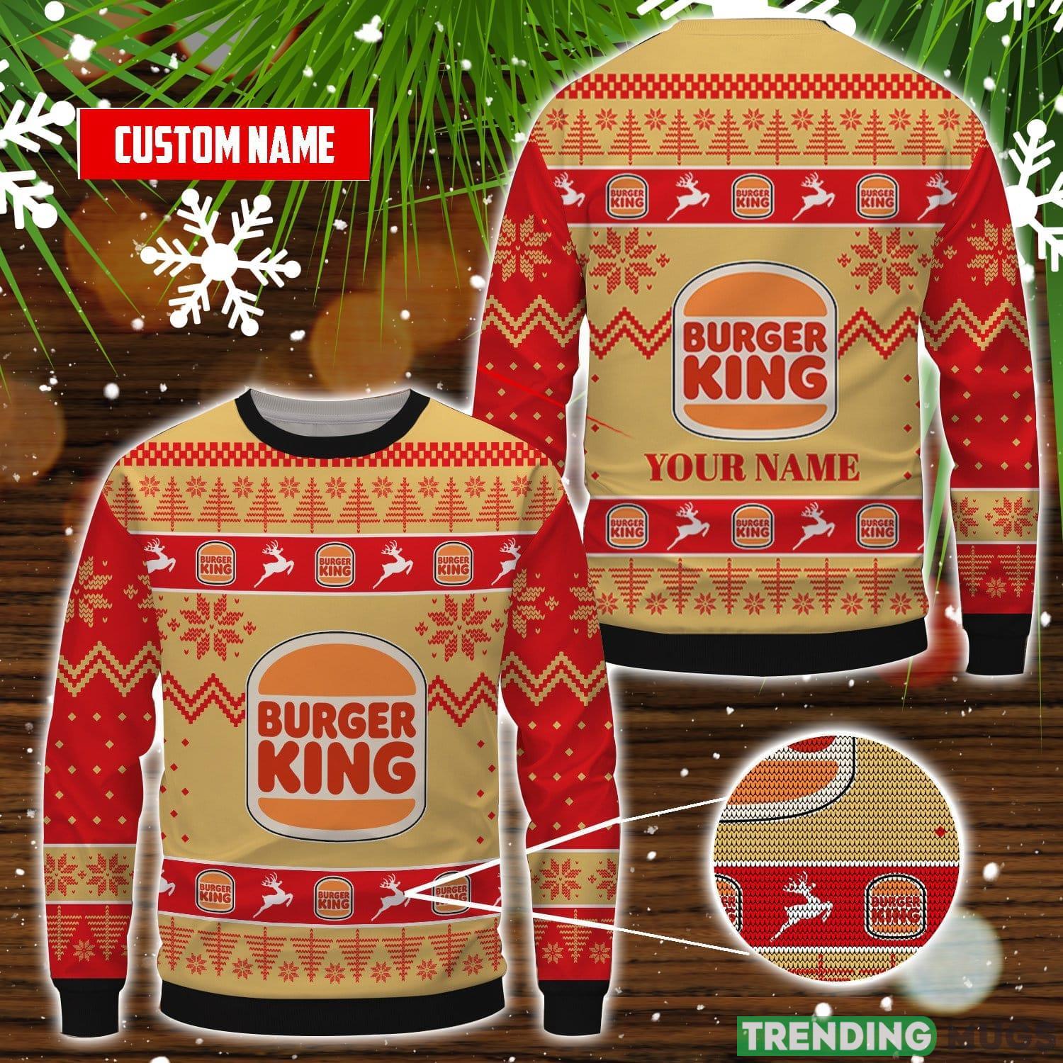 Custom Name Burger King Ugly Sweater Christmas Gift Ideas Product Photo 1 Custom Name Burger King Ugly Sweater Christmas Gift Ideas Product Photo 1