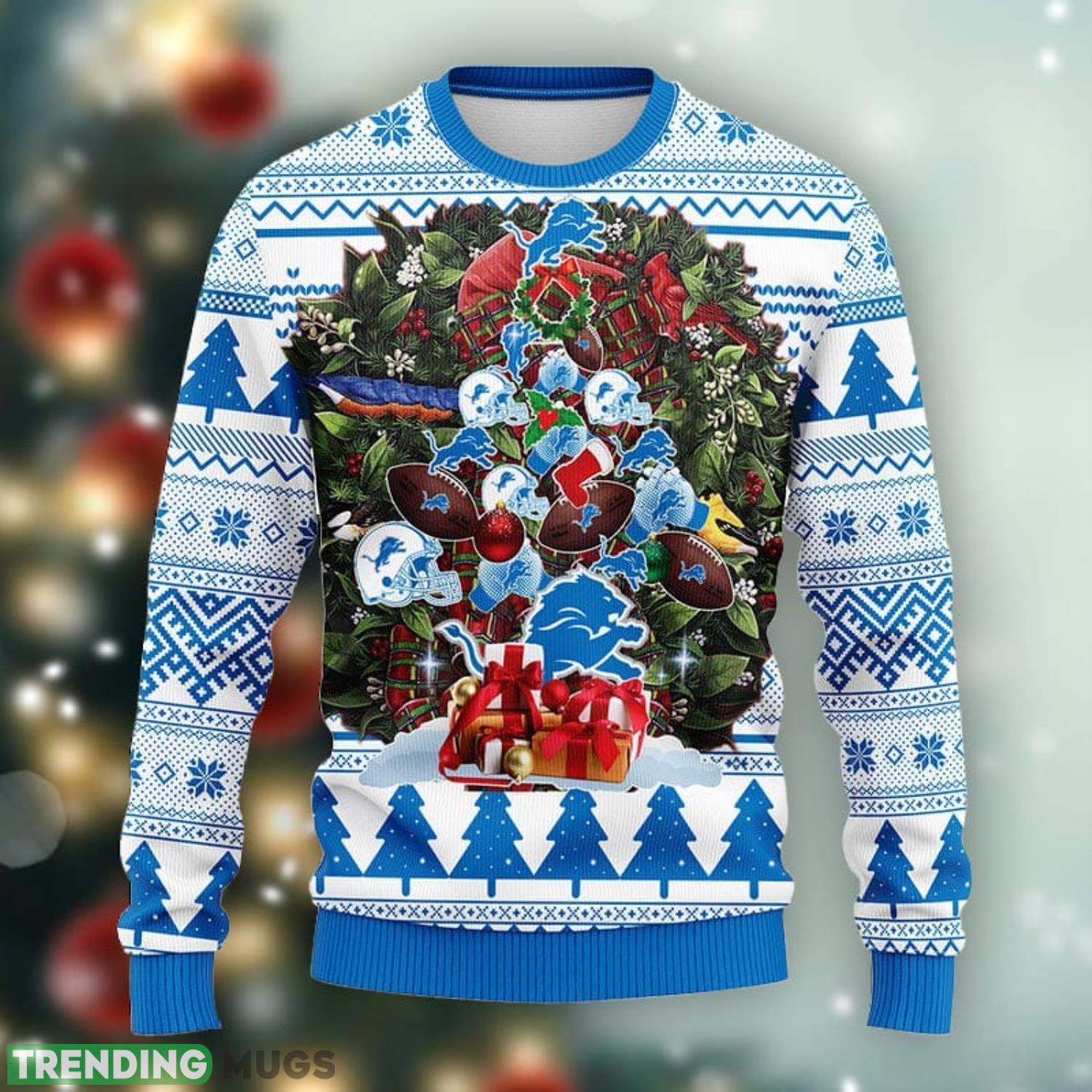 Detroit Lions Tree Ugly Christmas Ugly Sweater Christmas Gift Ideas For Fans Product Photo 1 Detroit Lions Tree Ugly Christmas Ugly Sweater Christmas Gift Ideas For Fans Product Photo 1