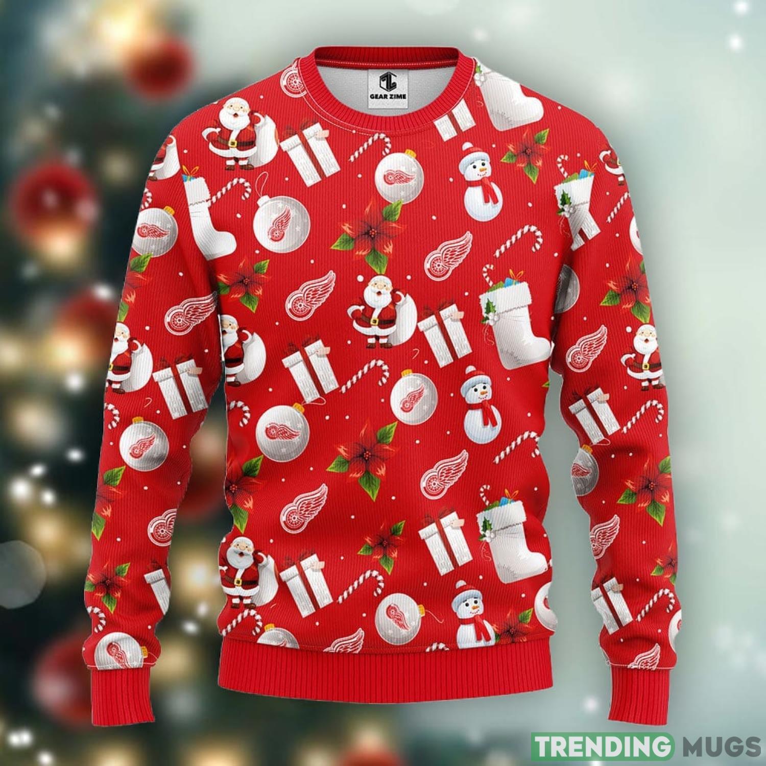 Detroit Red Wings Santa Claus Snowman Christmas Ugly Sweater 3D Christmas Xmas Sweater Product Photo 1 Detroit Red Wings Santa Claus Snowman Christmas Ugly Sweater 3D Christmas Xmas Sweater Product Photo 1