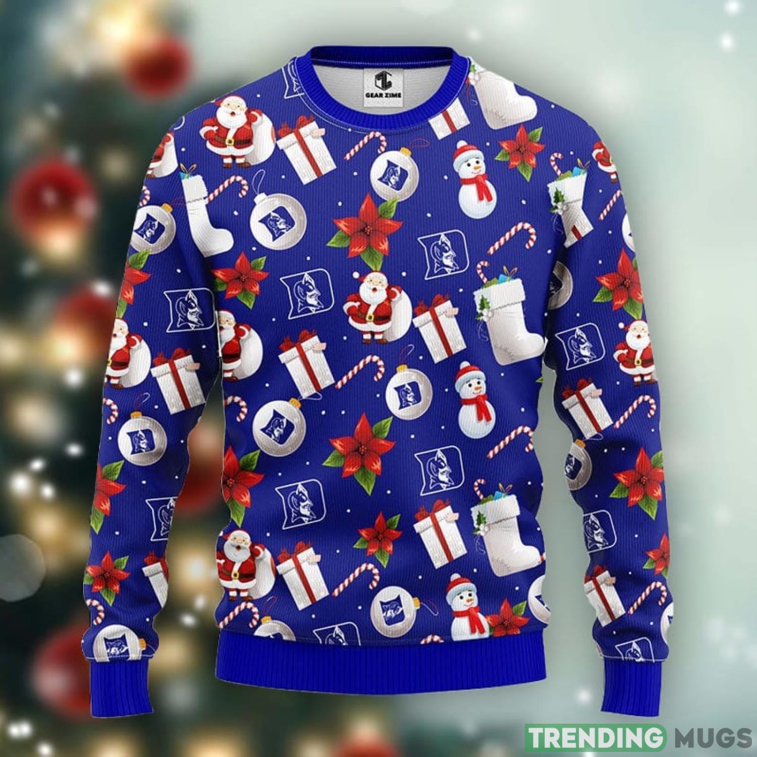 Duke Blue Devils Santa Claus Snowman Christmas Ugly Sweater 3D Christmas Xmas Sweater Product Photo 1 Duke Blue Devils Santa Claus Snowman Christmas Ugly Sweater 3D Christmas Xmas Sweater Product Photo 1