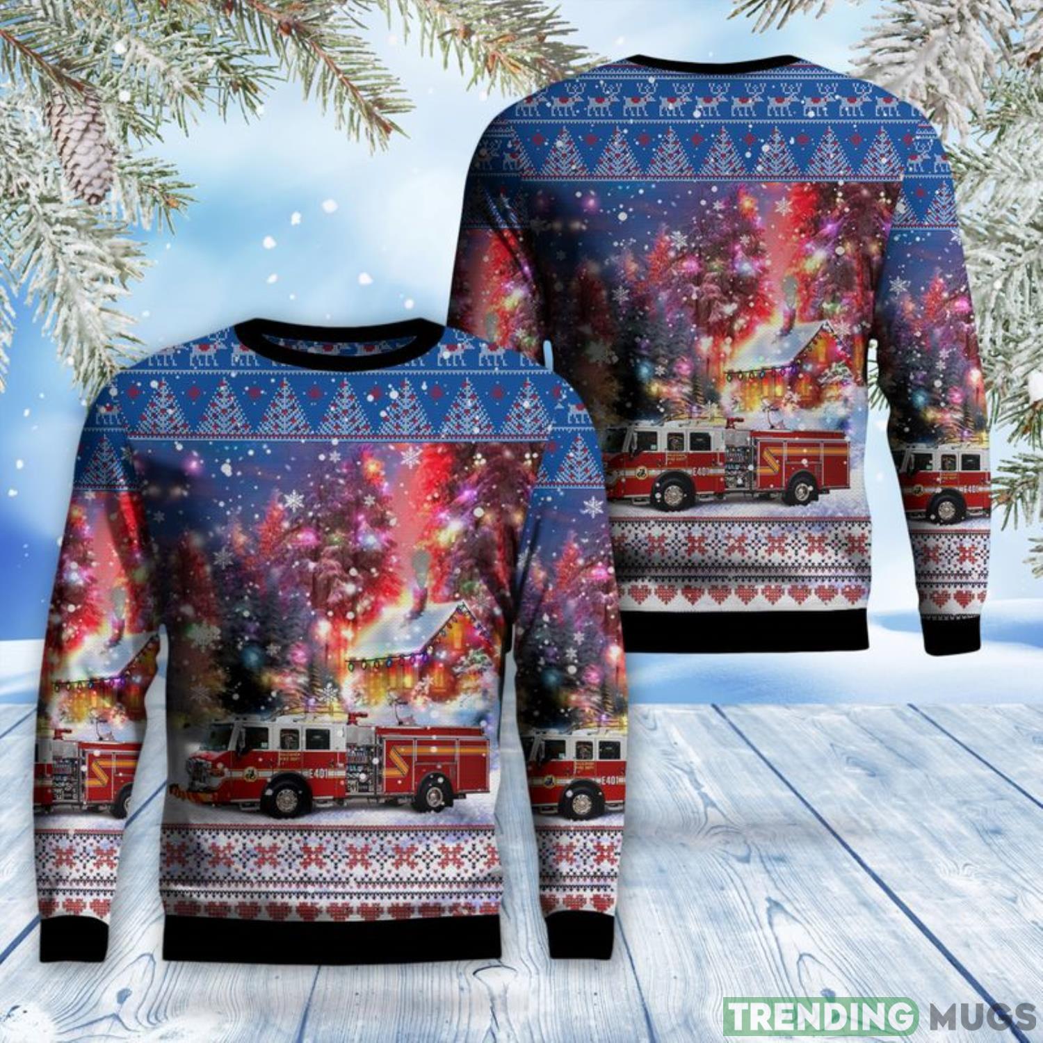 Falconer, New York, Falconer Fire Department AOP Ugly Sweater Men And Women Christmas Gift Product Photo 1 Falconer, New York, Falconer Fire Department AOP Ugly Sweater Men And Women Christmas Gift Product Photo 1