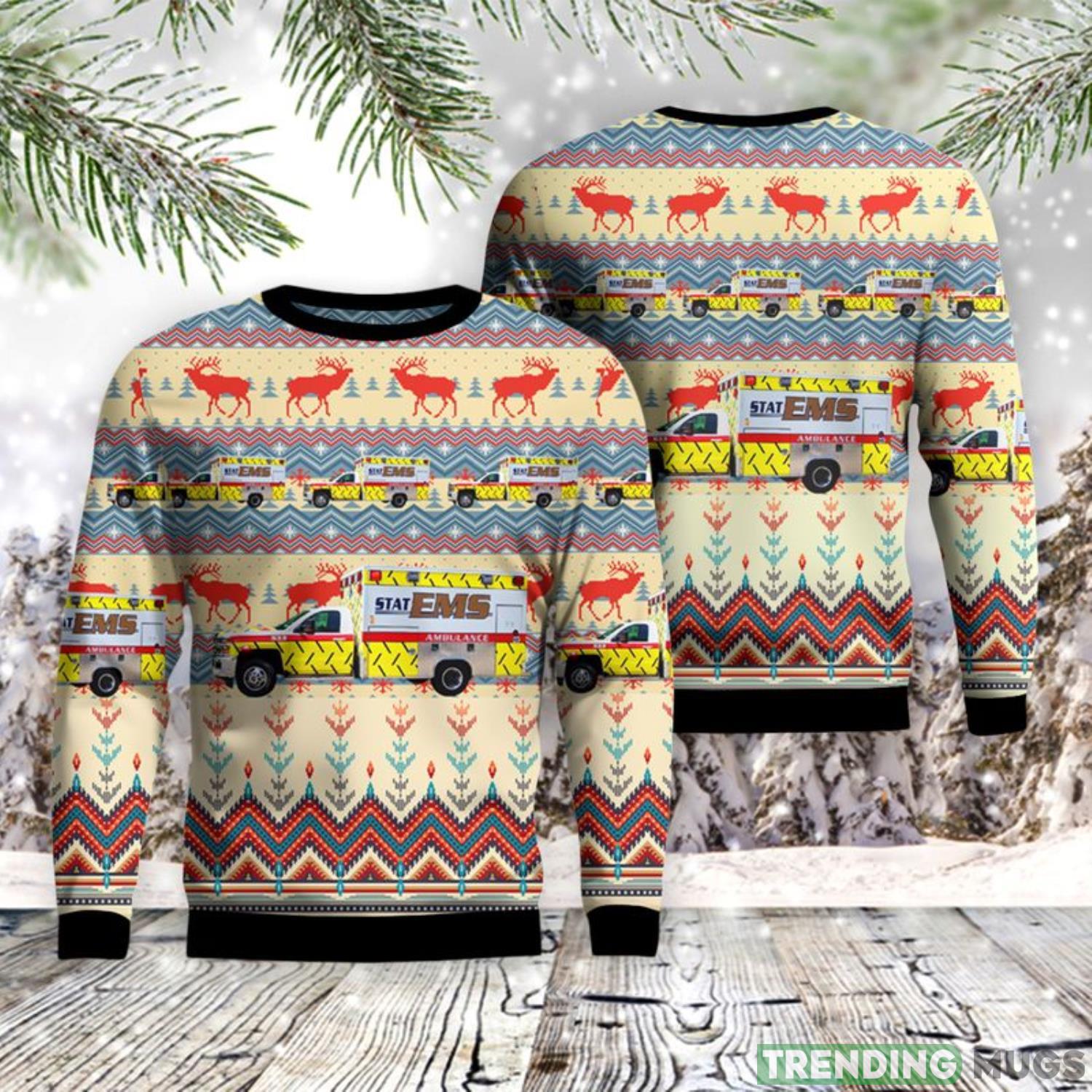 Flint, Michigan, STAT EMS, Inc. AOP Ugly Sweater Men And Women Christmas Gift Product Photo 1 Flint, Michigan, STAT EMS, Inc. AOP Ugly Sweater Men And Women Christmas Gift Product Photo 1