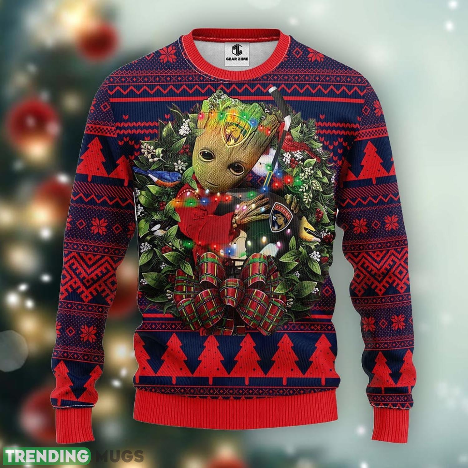 Florida Panthers Groot Hug Xmas Ugly Christmas Sweater Best Christmas Gift Ideas Product Photo 1 Florida Panthers Groot Hug Xmas Ugly Christmas Sweater Best Christmas Gift Ideas Product Photo 1