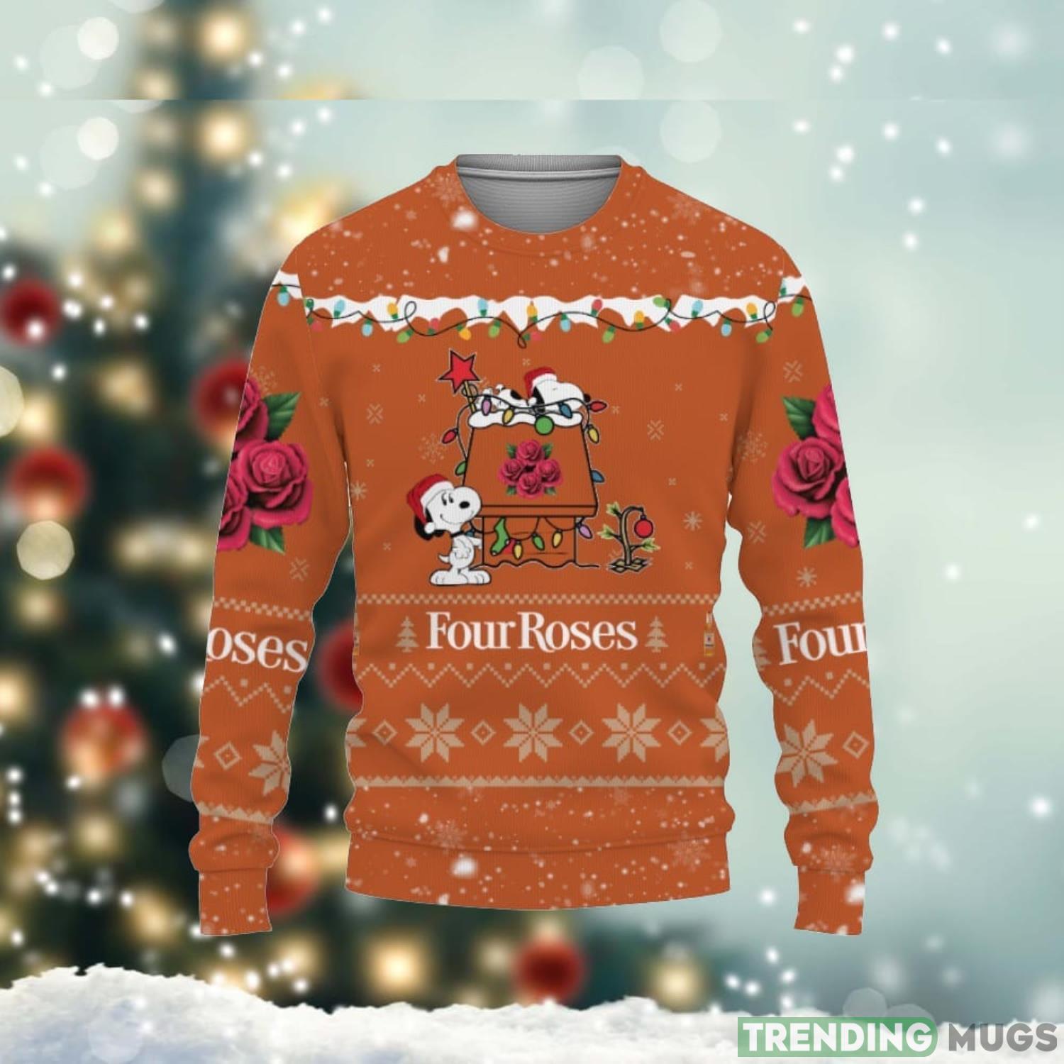 Four Roses Whiskey American Whiskey Beers Merry Christmas Snoopy House Cute Gift 3D Ugly Christmas Sweater Christmas Gift Ideas Cute Gift Product Photo 1 Four Roses Whiskey American Whiskey Beers Merry Christmas Snoopy House Cute Gift 3D Ugly Christmas Sweater Christmas Gift Ideas Cute Gift Product Photo 1