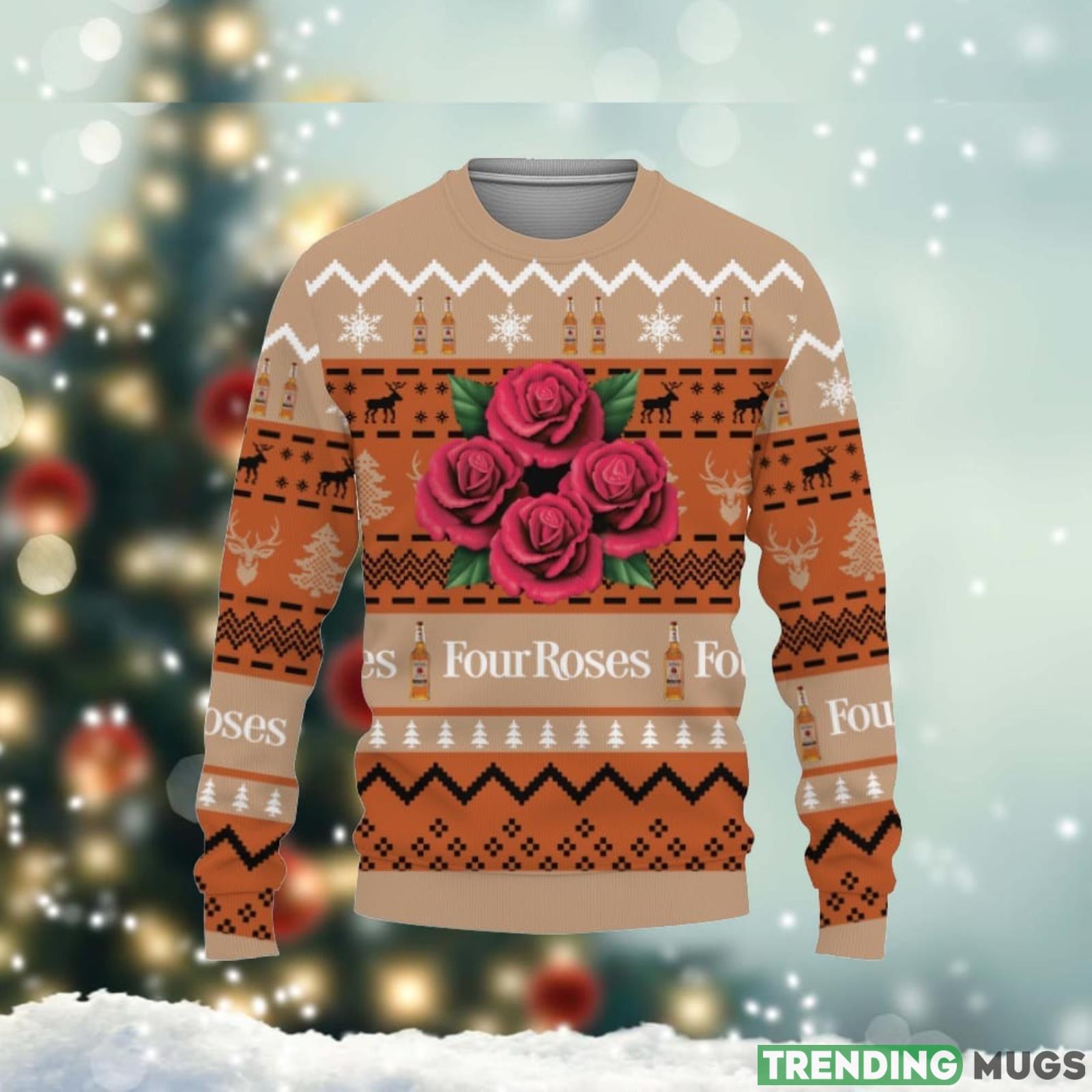 Four Roses Whiskey Beers Lover Cute Gift Ugly Christmas Sweater Product Photo 1 Four Roses Whiskey Beers Lover Cute Gift Ugly Christmas Sweater Product Photo 1