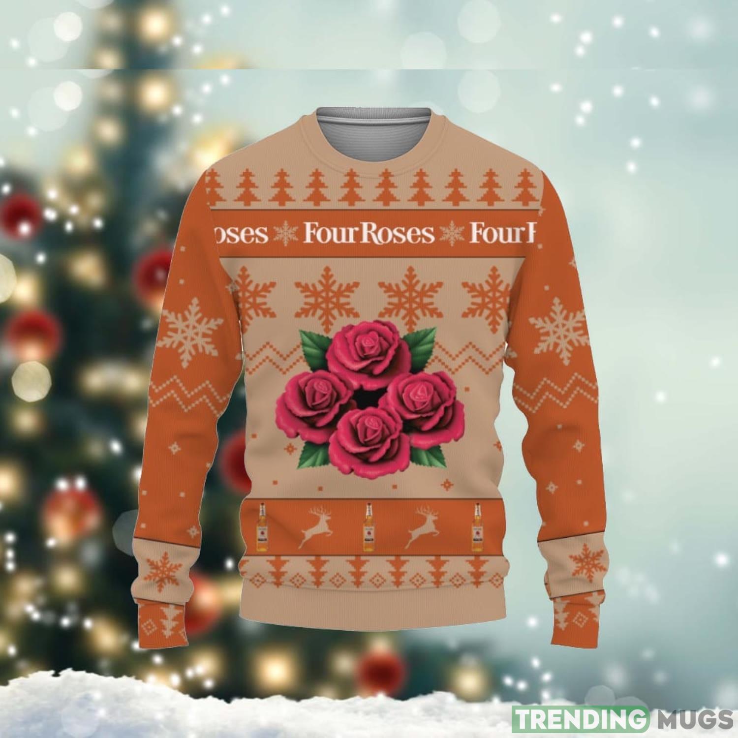 Four Roses Whiskey Big Snowflake Pattern Ugly Christmas 3D Sweater Cute Gift For Men And Women Product Photo 1 Four Roses Whiskey Big Snowflake Pattern Ugly Christmas 3D Sweater Cute Gift For Men And Women Product Photo 1