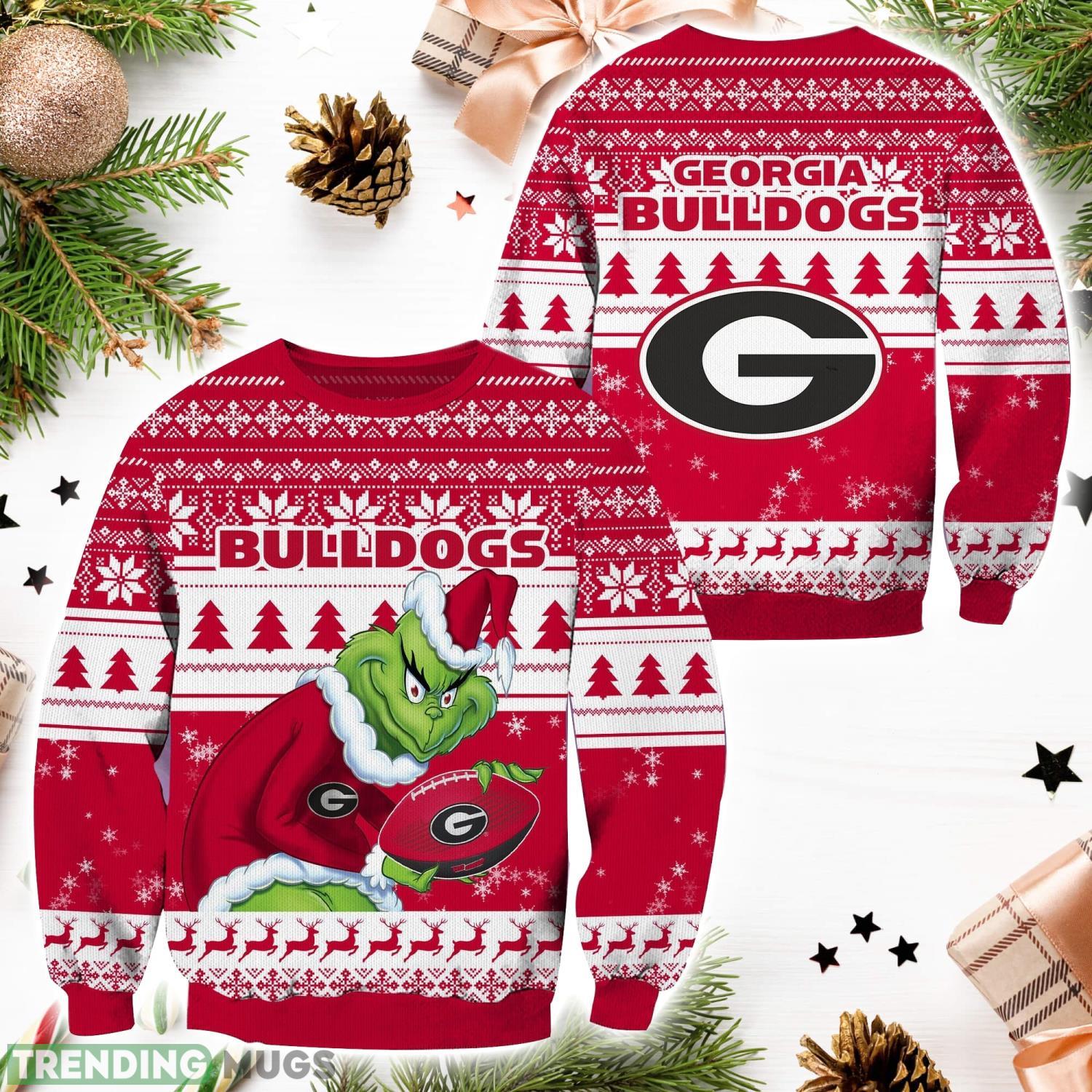 Georgia Bulldogs NCAA Grinch Hug Logo Ugly Christmas Sweater Special Christmas Gift For Fans Product Photo 1 Georgia Bulldogs NCAA Grinch Hug Logo Ugly Christmas Sweater Special Christmas Gift For Fans Product Photo 1