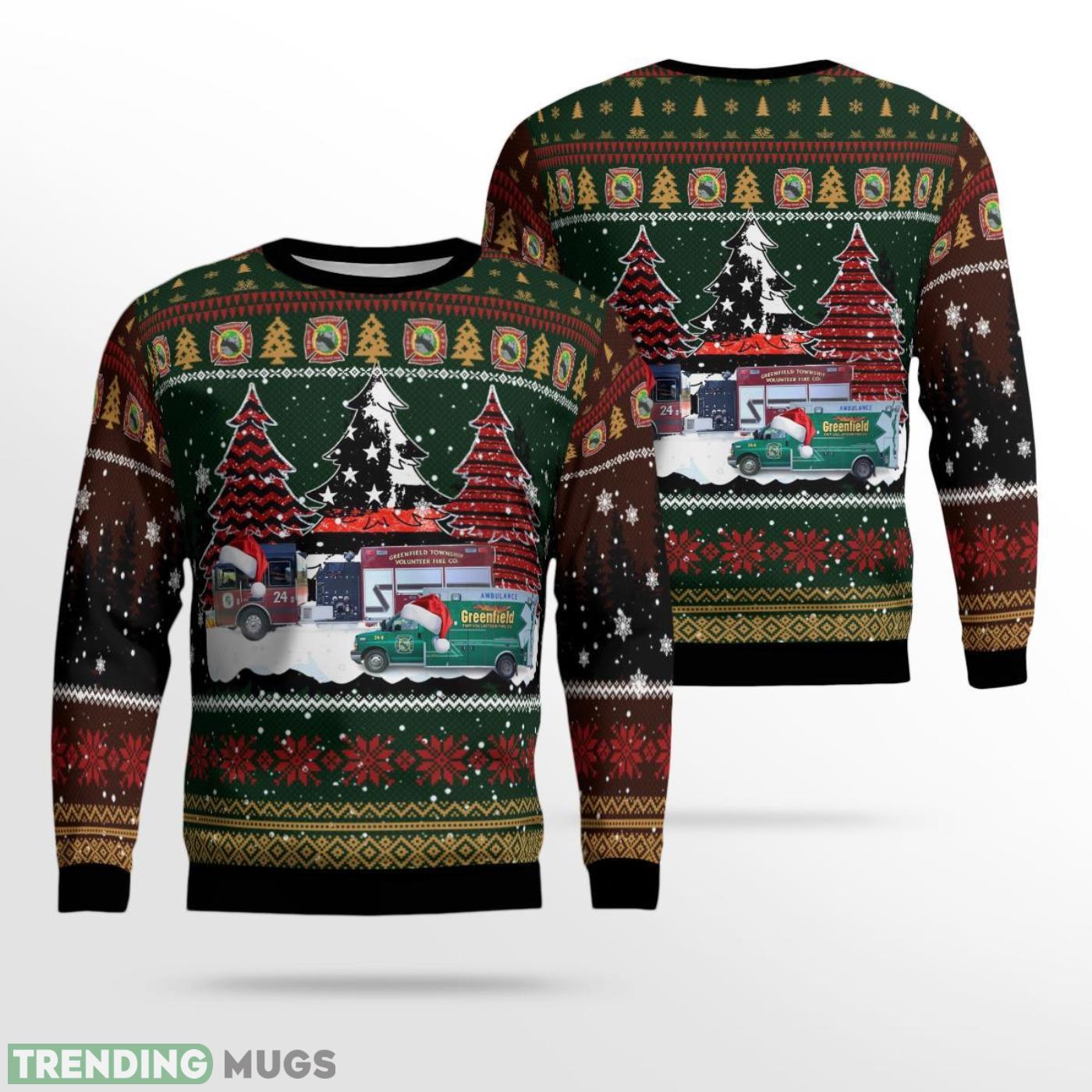 Greenfield Township Volunteer Fire Company Christmas AOP Ugly Sweater Product Photo 1 Greenfield Township Volunteer Fire Company Christmas AOP Ugly Sweater Product Photo 1
