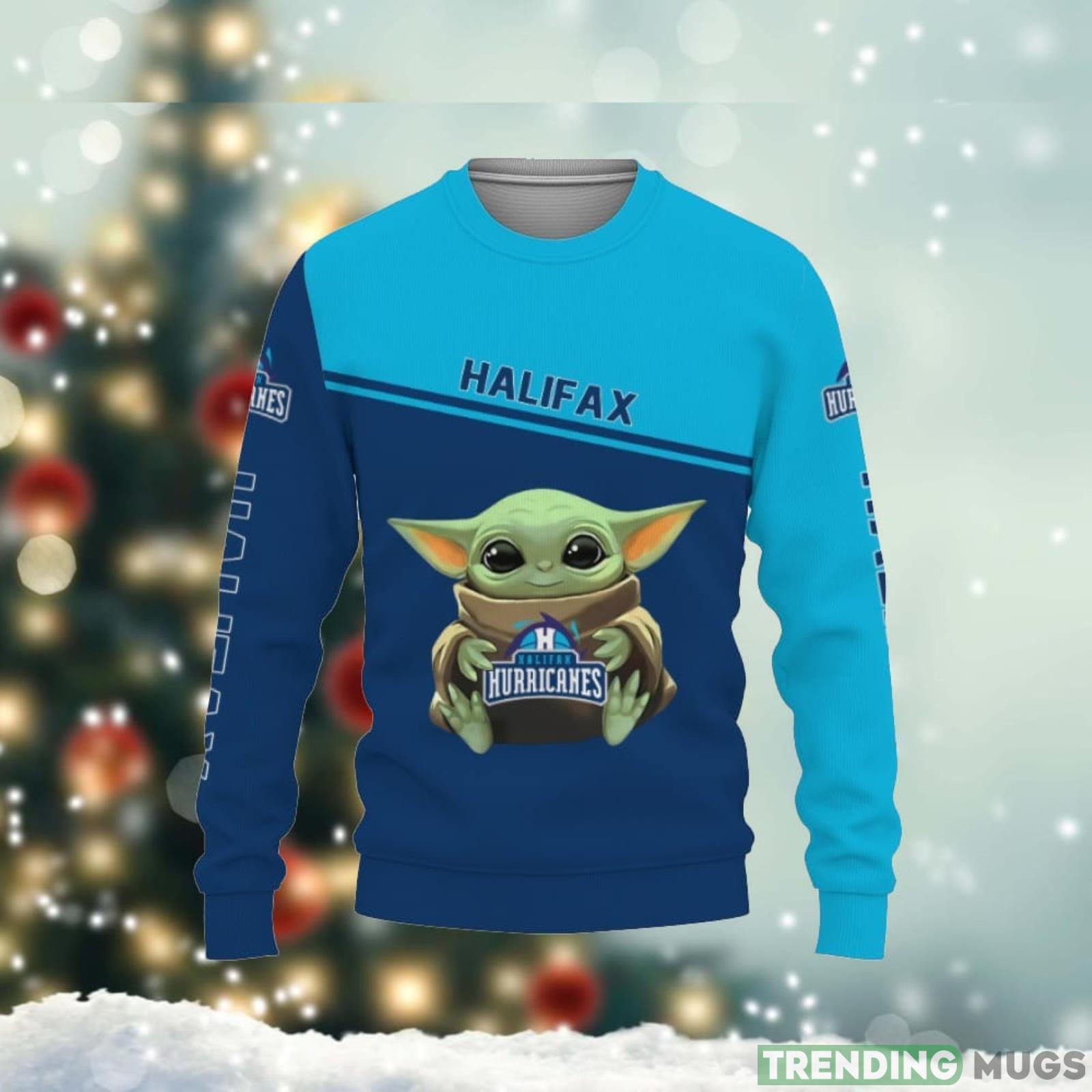 Halifax Hurricanes American Sports Team Baby Yoda Cute 3D Ugly Christmas Sweater Unisex Christmas Gift Product Photo 1 Halifax Hurricanes American Sports Team Baby Yoda Cute 3D Ugly Christmas Sweater Unisex Christmas Gift Product Photo 1