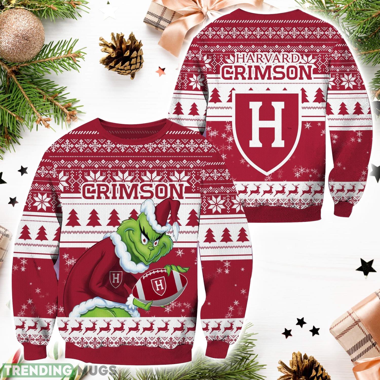 Harvard Crimson NCAA Grinch Hug Logo Ugly Christmas Sweater Special Christmas Gift For Fans Product Photo 1 Harvard Crimson NCAA Grinch Hug Logo Ugly Christmas Sweater Special Christmas Gift For Fans Product Photo 1