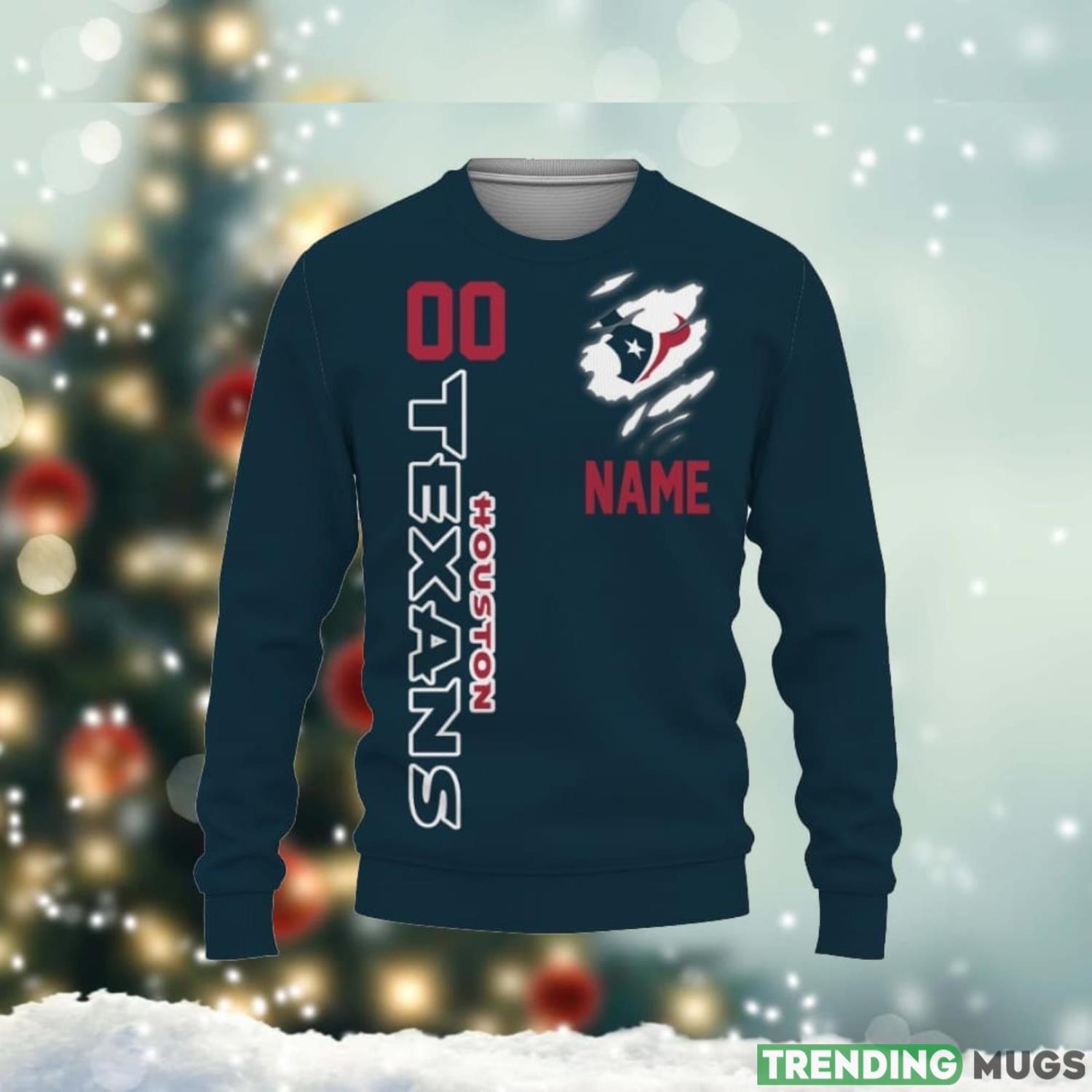 Houston Texans Sports American Football Helmet Custom Name And Number 3D Sweater Christmas Gift Ideas Christmas Gift For Fans Product Photo 1 Houston Texans Sports American Football Helmet Custom Name And Number 3D Sweater Christmas Gift Ideas Christmas Gift For Fans Product Photo 1