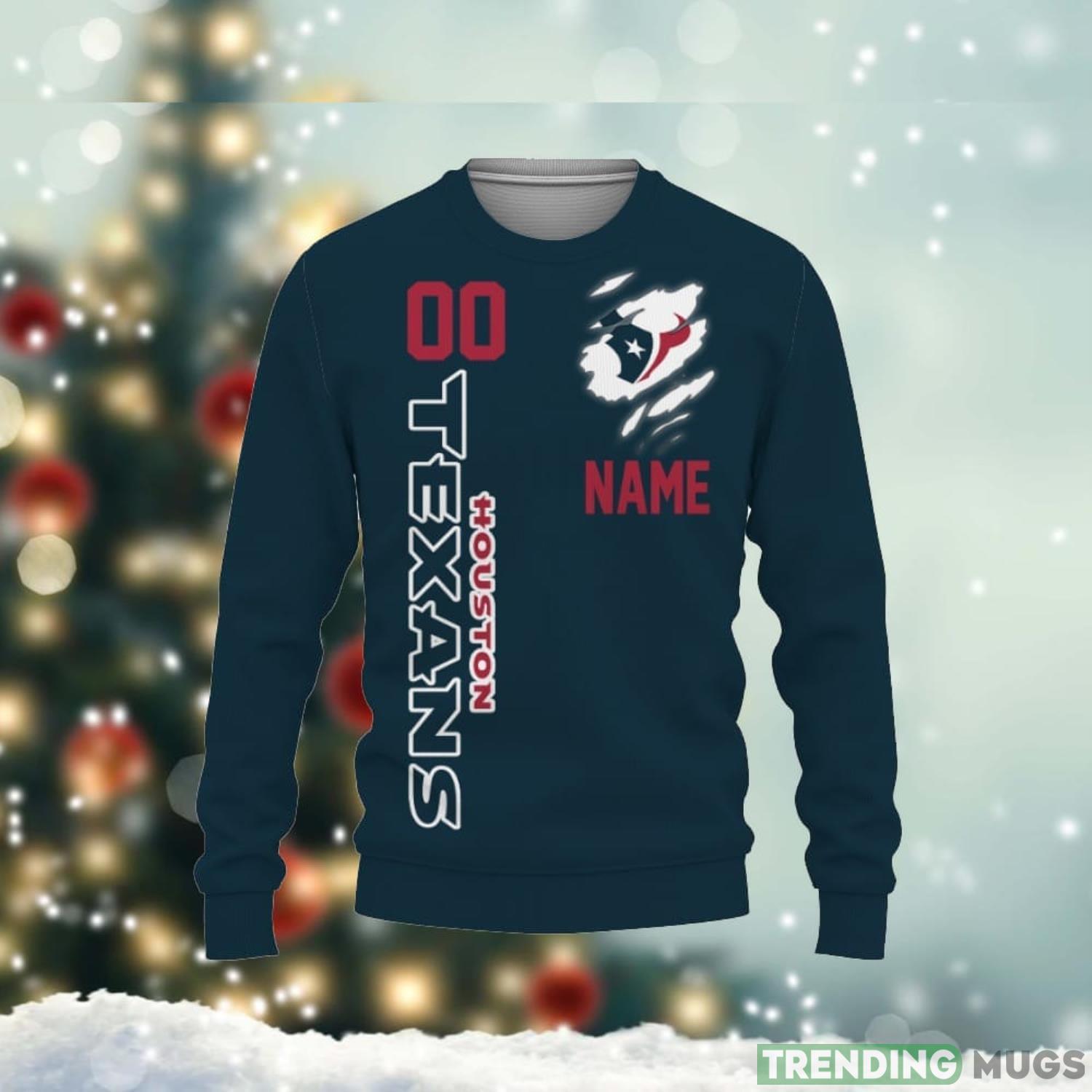 Houston Texans Sports American Football Helmet Custom Name And Number 3D Sweater Cute Gift Christmas Gift For Fans Product Photo 1 Houston Texans Sports American Football Helmet Custom Name And Number 3D Sweater Cute Gift Christmas Gift For Fans Product Photo 1