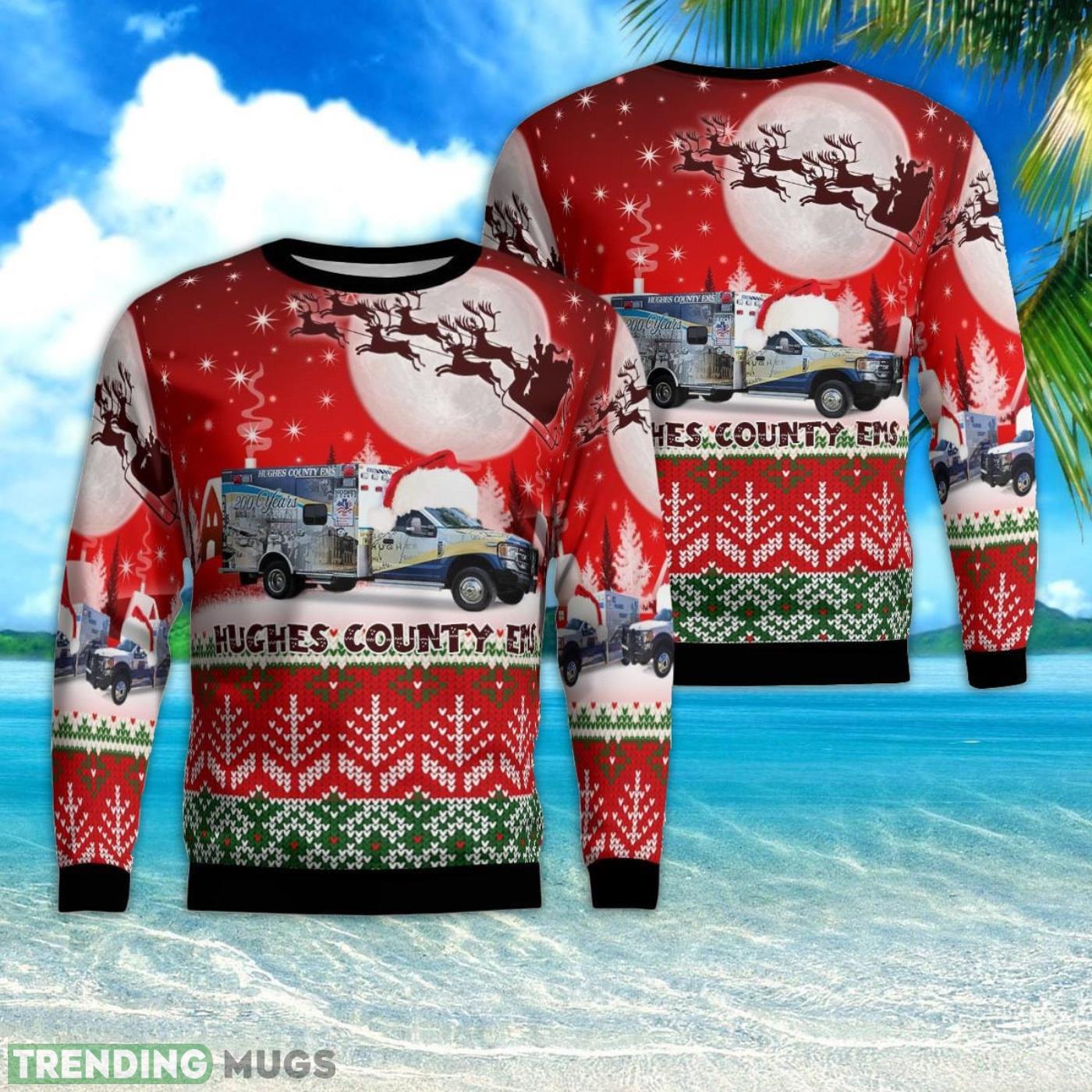Hughes County Emergency Medical Service AOP Christmas 3D Ugly Christmas Sweater Product Photo 1 Hughes County Emergency Medical Service AOP Christmas 3D Ugly Christmas Sweater Product Photo 1