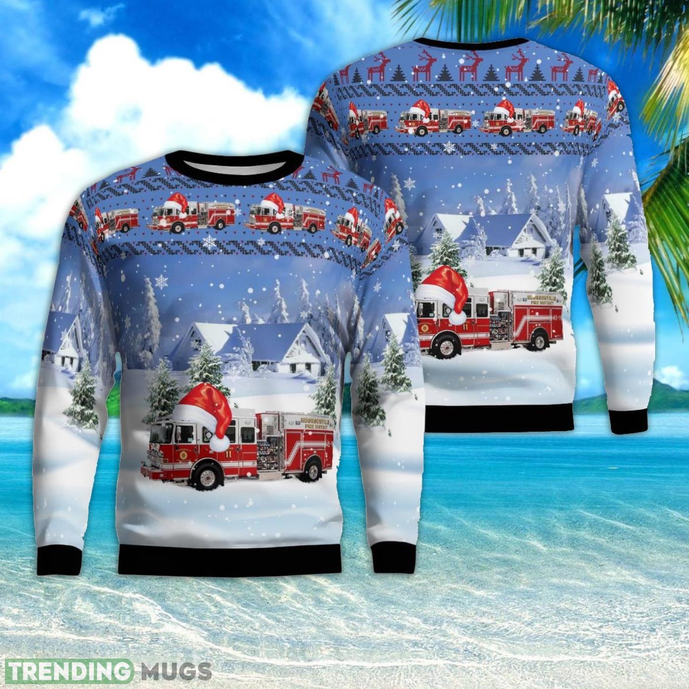 Hughsonville, New York, Hughsonville Fire District AOP 3D Ugly Christmas Sweater Product Photo 1 Hughsonville, New York, Hughsonville Fire District AOP 3D Ugly Christmas Sweater Product Photo 1