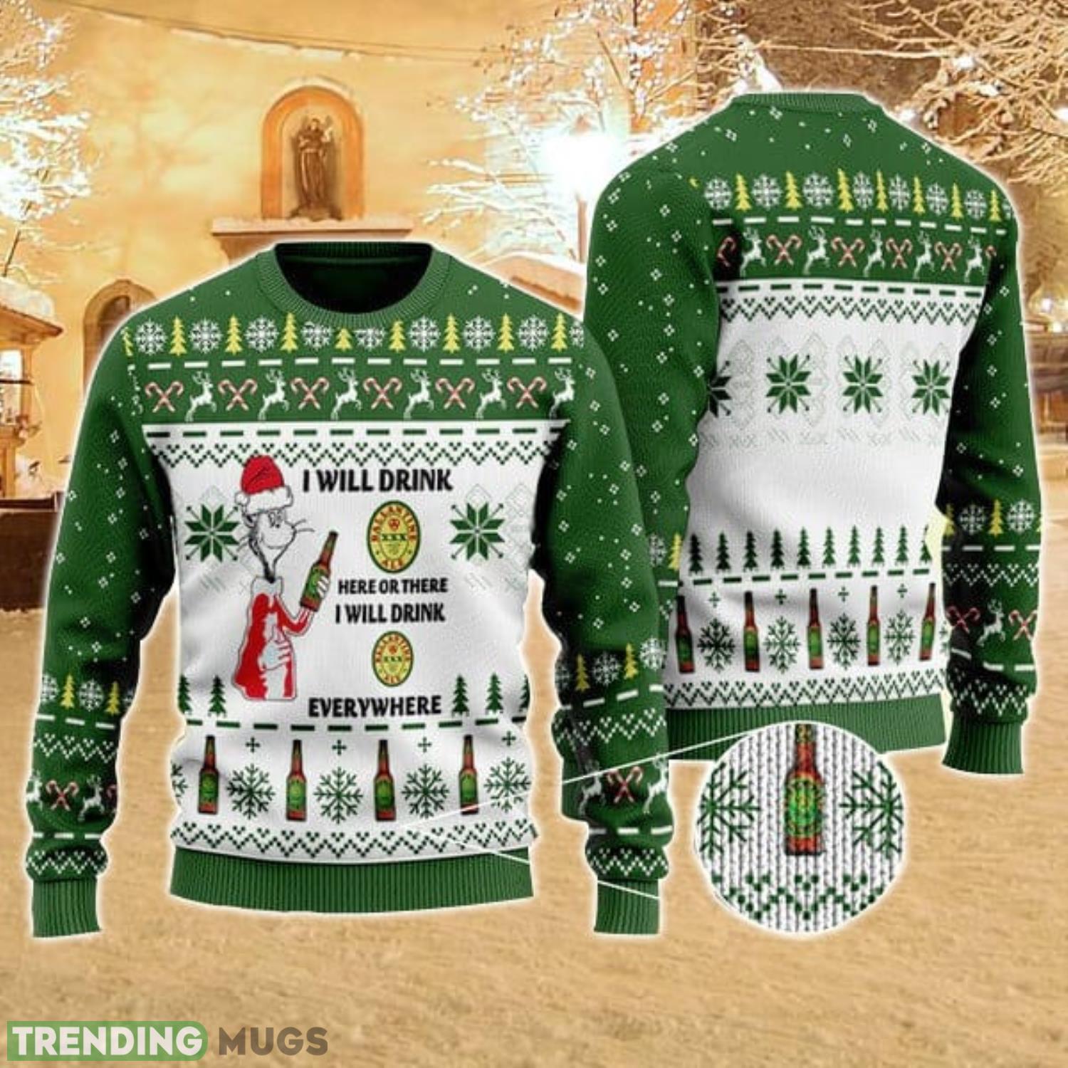 I Will Drink Ballantine Beer Everywhere Ugly Sweater Unisex Christmas Holiday Gift Product Photo 1