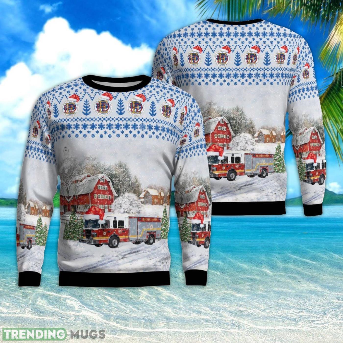 Kentucky, Elizabethtown Fire Department Engine 2034 Christmas AOP 3D Ugly Christmas Sweater Product Photo 1