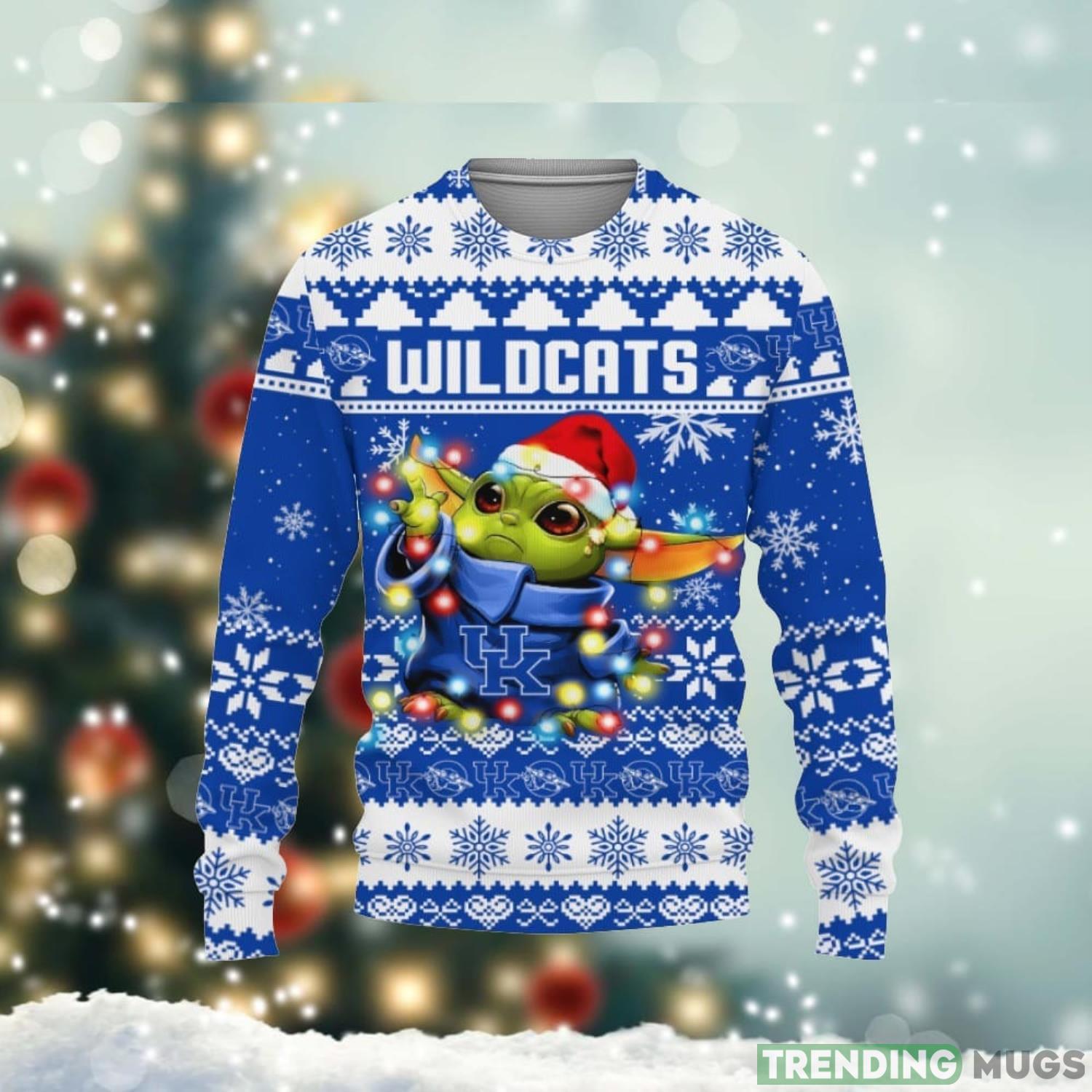 Kentucky Wildcats Baby Yoda Star Wars Christmas Gift 3D Ugly Christmas Sweater Cute Gift Christmas Holiday Family Gift Product Photo 1