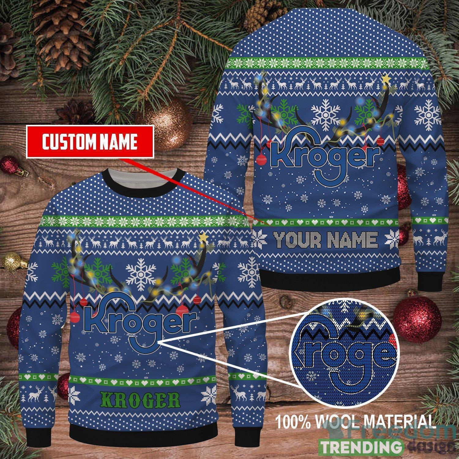 Kroger Ugly Sweater Christmas Gift 3D Sweater Men And Women Sweater Men And Women Gift Custom Name Product Photo 1 Kroger Ugly Sweater Christmas Gift 3D Sweater Men And Women Sweater Men And Women Gift Custom Name Product Photo 1