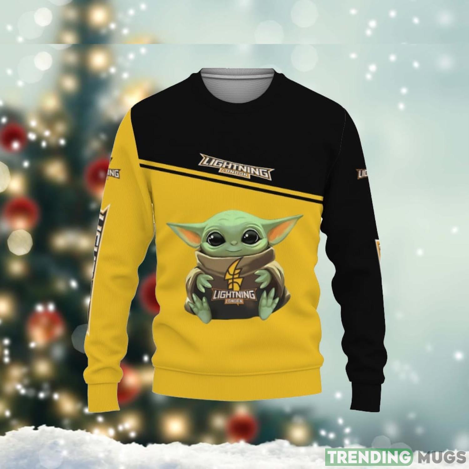 London Lightning American Sports Team Baby Yoda Cute 3D Ugly Christmas Sweater Unisex Christmas Gift Product Photo 1 London Lightning American Sports Team Baby Yoda Cute 3D Ugly Christmas Sweater Unisex Christmas Gift Product Photo 1
