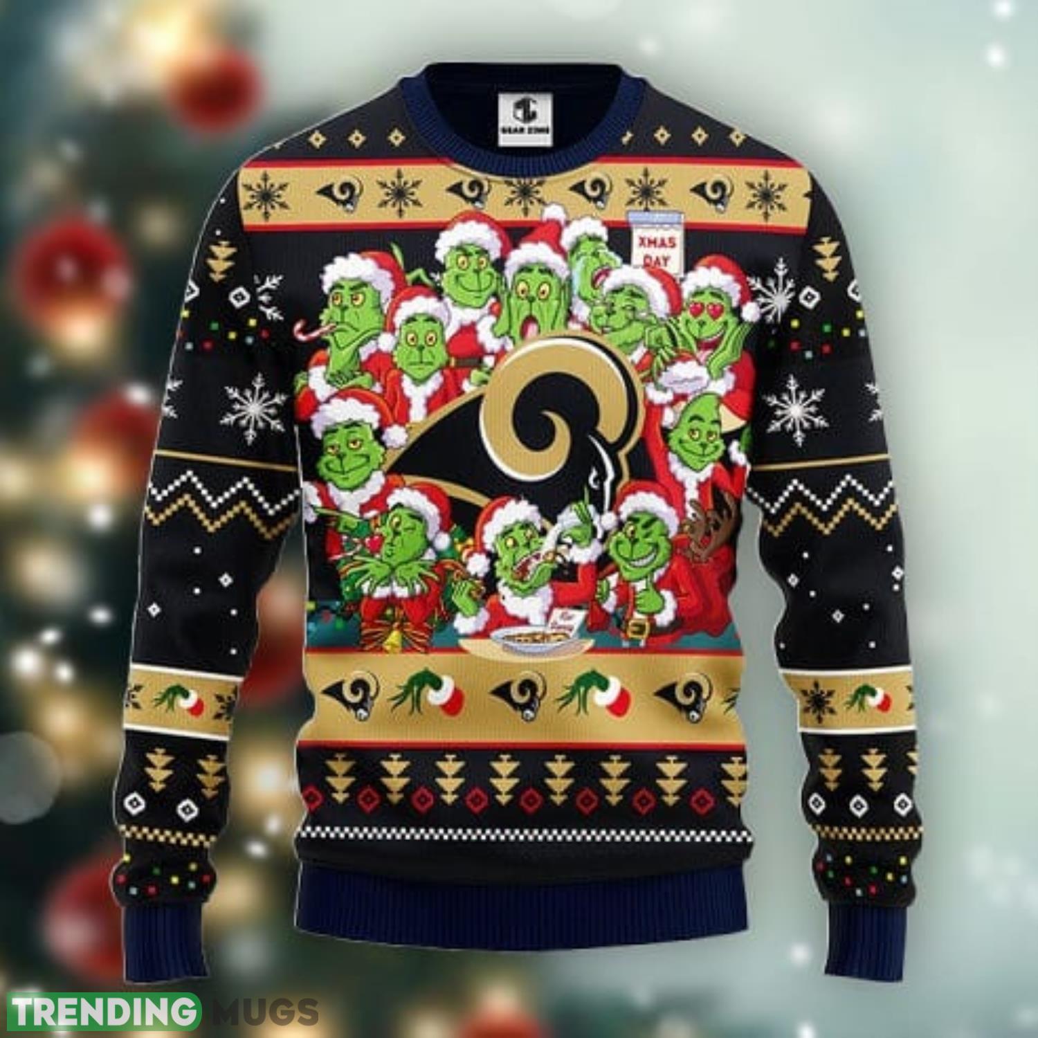 Los Angeles Rams 12 Grinch Xmas Day Christmas Ugly Sweater 3D Christmas Xmas Sweater Product Photo 1 Los Angeles Rams 12 Grinch Xmas Day Christmas Ugly Sweater 3D Christmas Xmas Sweater Product Photo 1