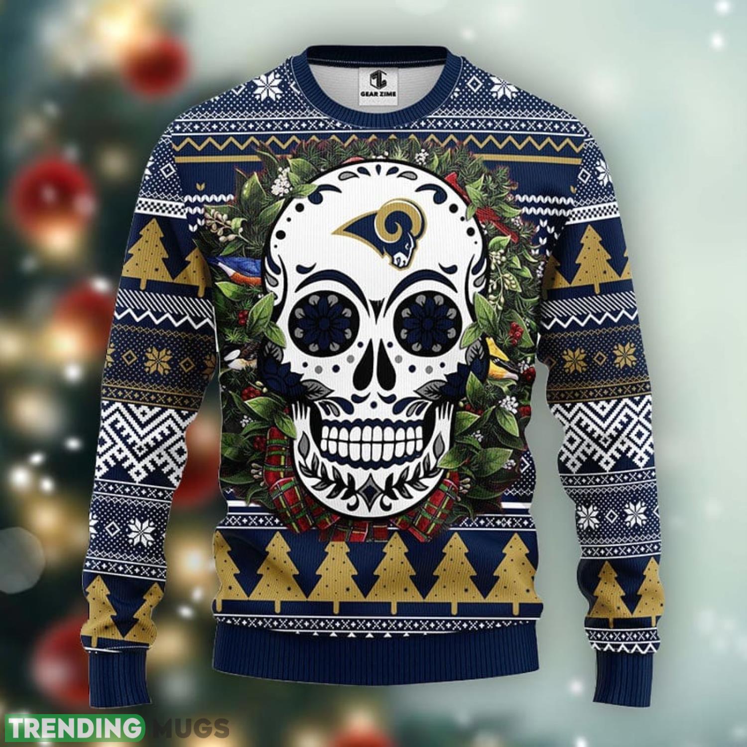 Los Angeles Rams Skull Flower Ugly Christmas Ugly Sweater 3D Christmas Xmas Sweater Product Photo 1 Los Angeles Rams Skull Flower Ugly Christmas Ugly Sweater 3D Christmas Xmas Sweater Product Photo 1