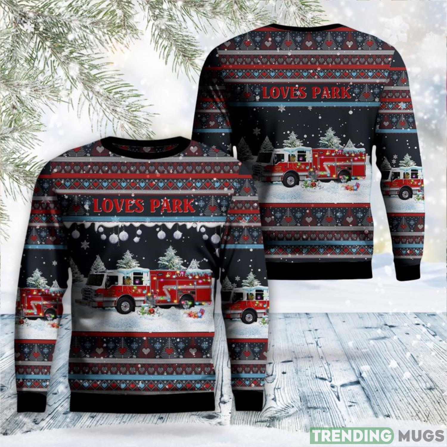 Loves Park, Illinois, City of Loves Park Fire Department AOP Ugly Sweater Men And Women Christmas Gift Product Photo 1 Loves Park, Illinois, City of Loves Park Fire Department AOP Ugly Sweater Men And Women Christmas Gift Product Photo 1