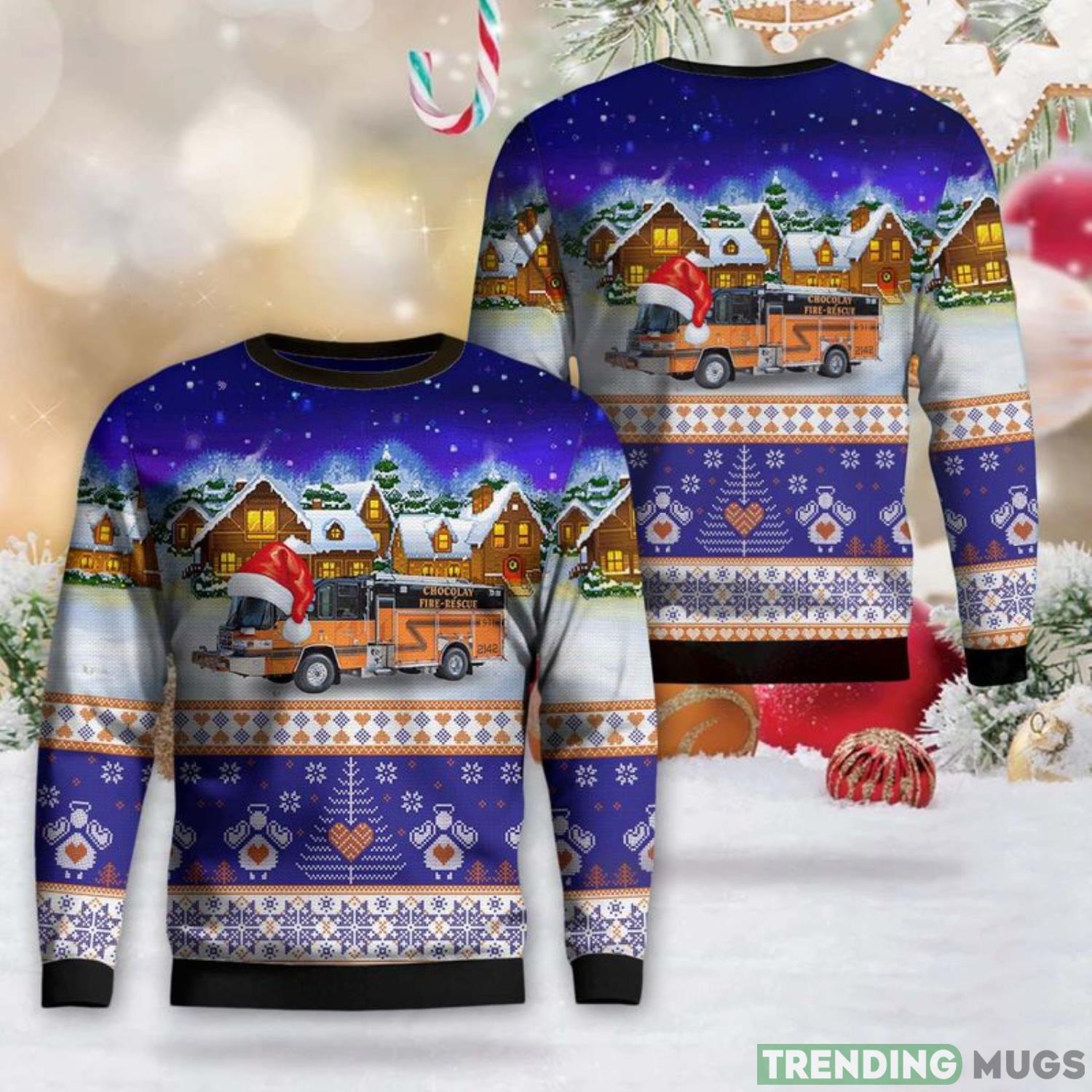 Marquette, Michigan, Chocolay Township Fire Department AOP Ugly Sweater Men And Women Christmas Gift Product Photo 1 Marquette, Michigan, Chocolay Township Fire Department AOP Ugly Sweater Men And Women Christmas Gift Product Photo 1