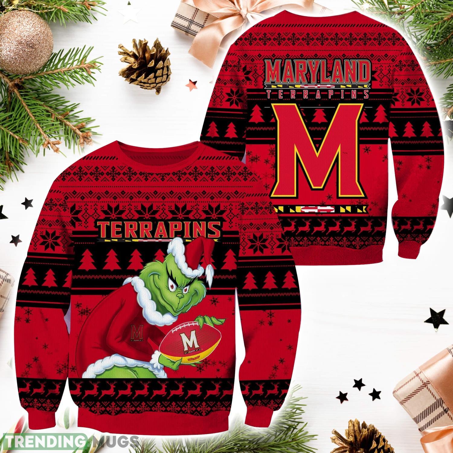 Maryland Terrapins NCAA Grinch Hug Logo Ugly Christmas Sweater Special Christmas Gift For Fans Product Photo 1 Maryland Terrapins NCAA Grinch Hug Logo Ugly Christmas Sweater Special Christmas Gift For Fans Product Photo 1