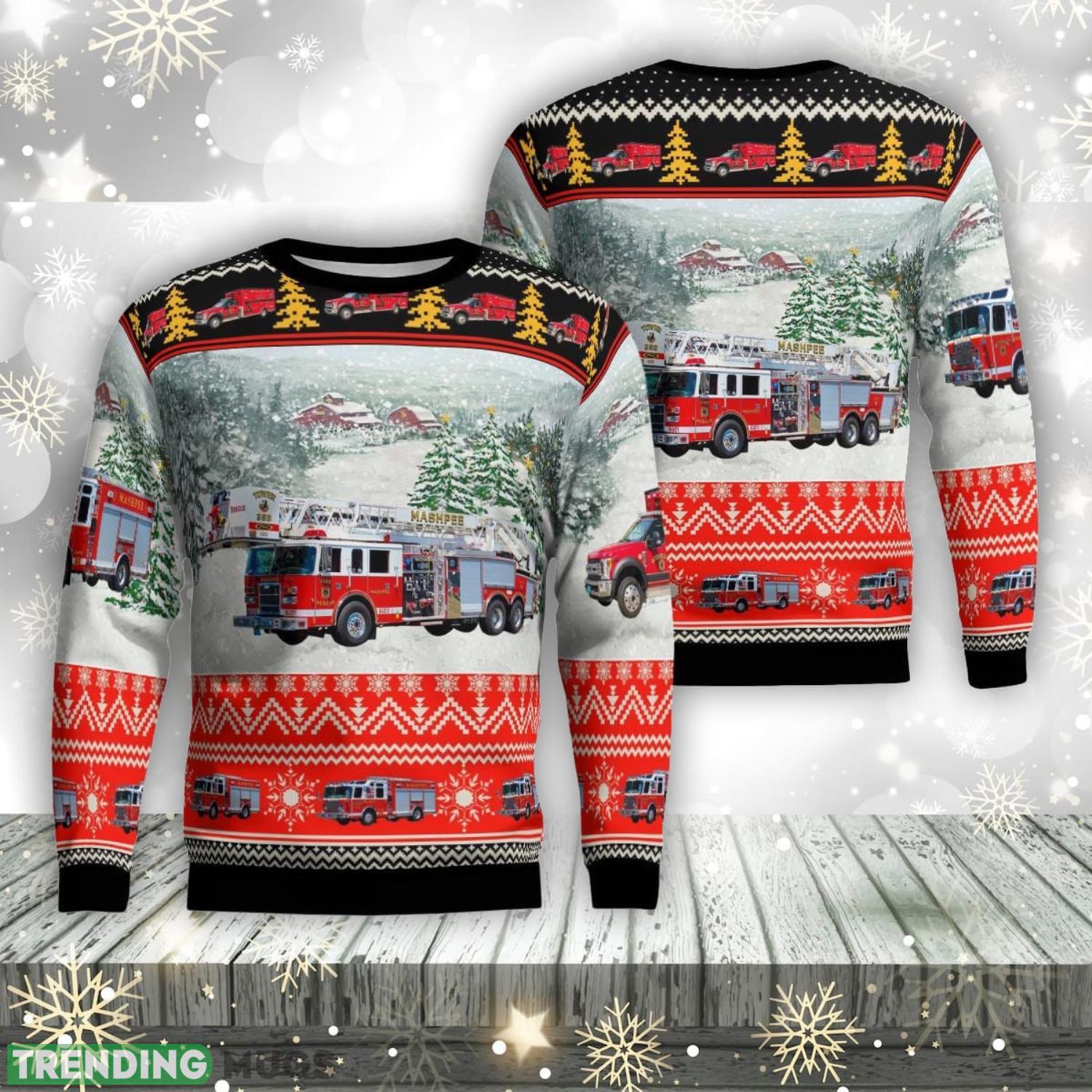 Mashpee, Massachusetts, Mashpee Fire Department AOP Ugly Sweater Gift For Christmas Product Photo 1 Mashpee, Massachusetts, Mashpee Fire Department AOP Ugly Sweater Gift For Christmas Product Photo 1