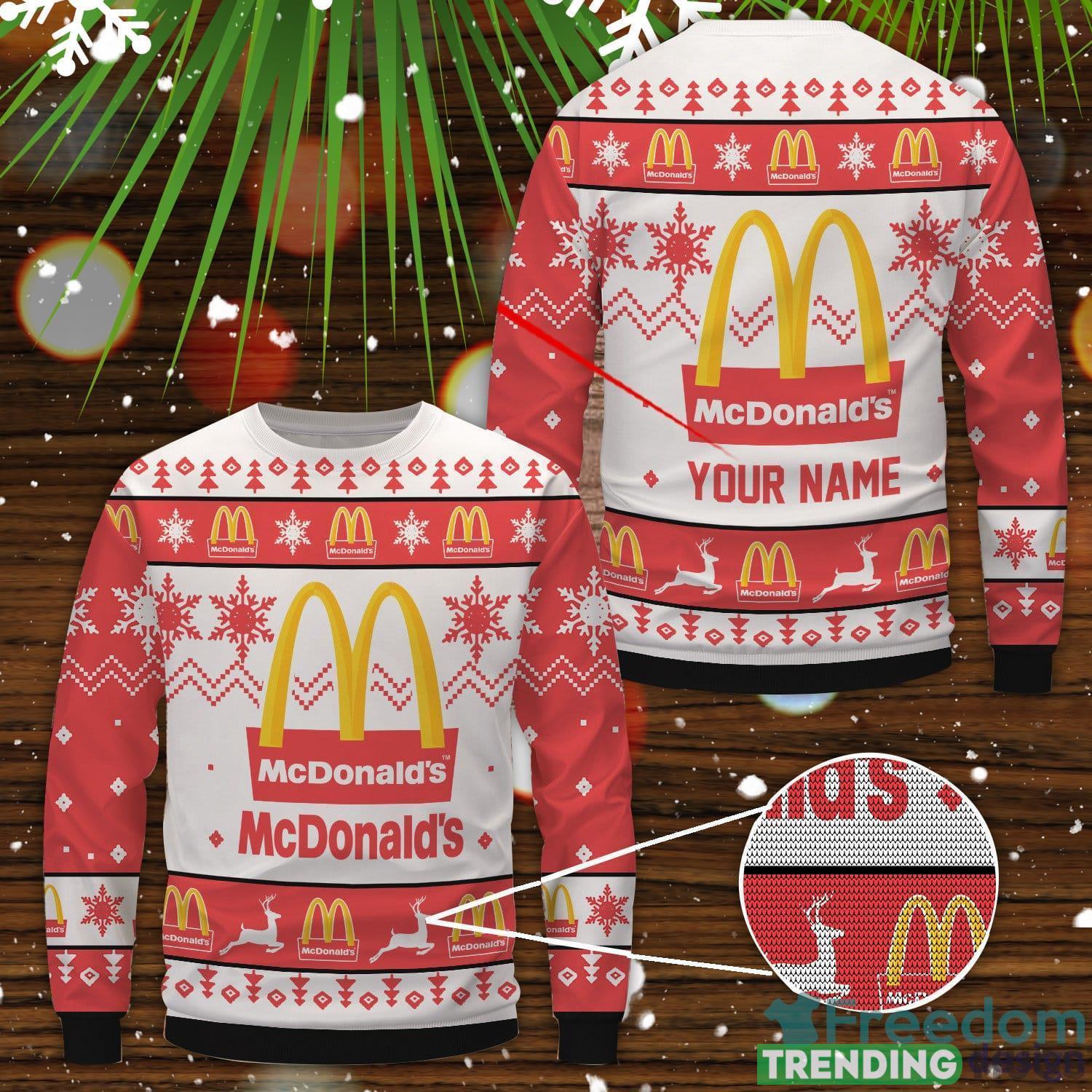 McDonald's All Over Printed Ugly Sweater Uniform Sweater Party Gift Custom Name Product Photo 1 McDonald's All Over Printed Ugly Sweater Uniform Sweater Party Gift Custom Name Product Photo 1