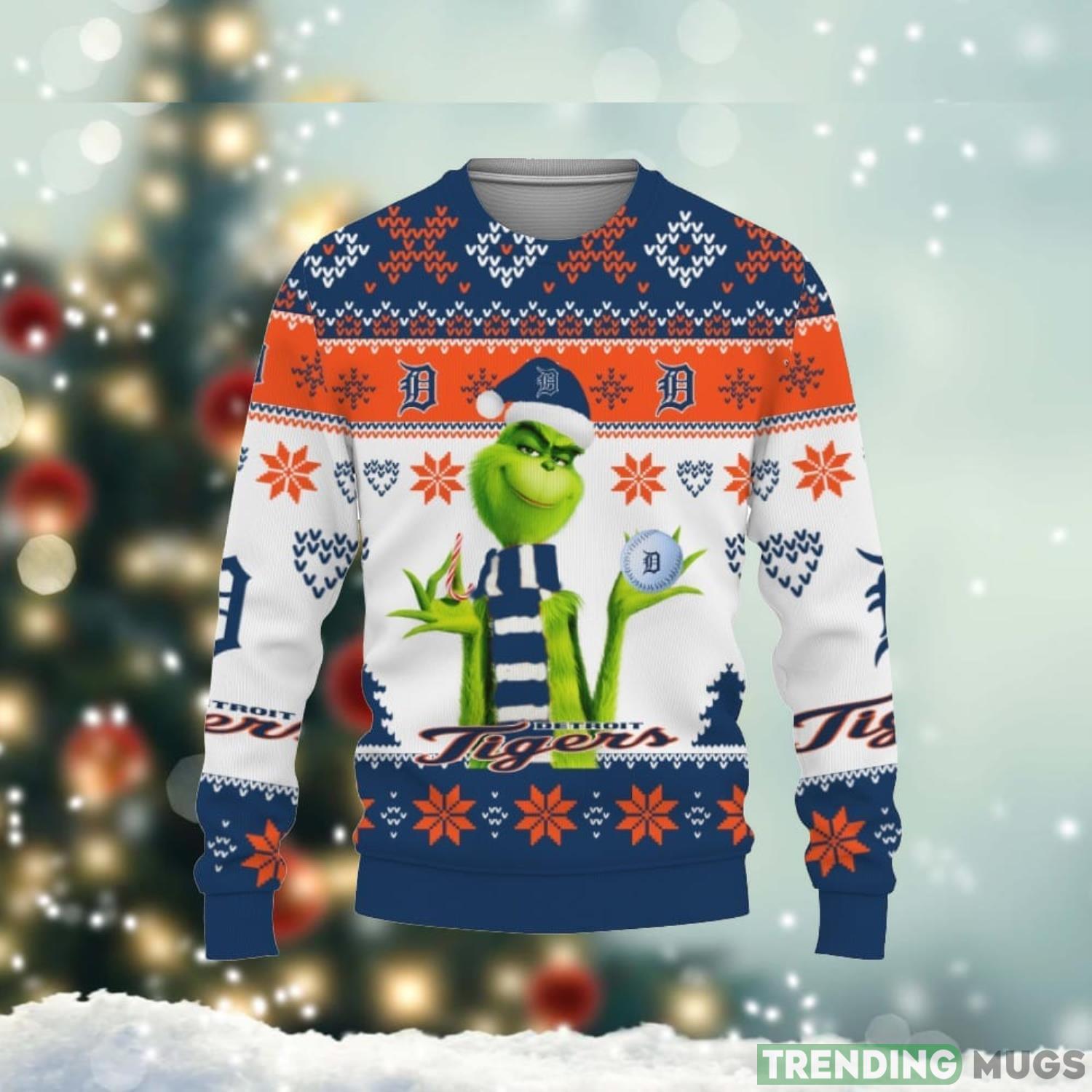 Merry Christmas Baseball American Grinch Cute Detroit Tigers 3D Sweater Product Photo 1 Merry Christmas Baseball American Grinch Cute Detroit Tigers 3D Sweater Product Photo 1