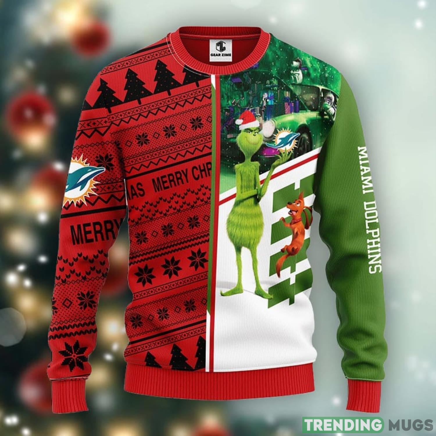 Miami Dolphins Grinch and Scooby-Doo Christmas Ugly Sweater Cute Christmas Gift Ideas Product Photo 1 Miami Dolphins Grinch and Scooby-Doo Christmas Ugly Sweater Cute Christmas Gift Ideas Product Photo 1