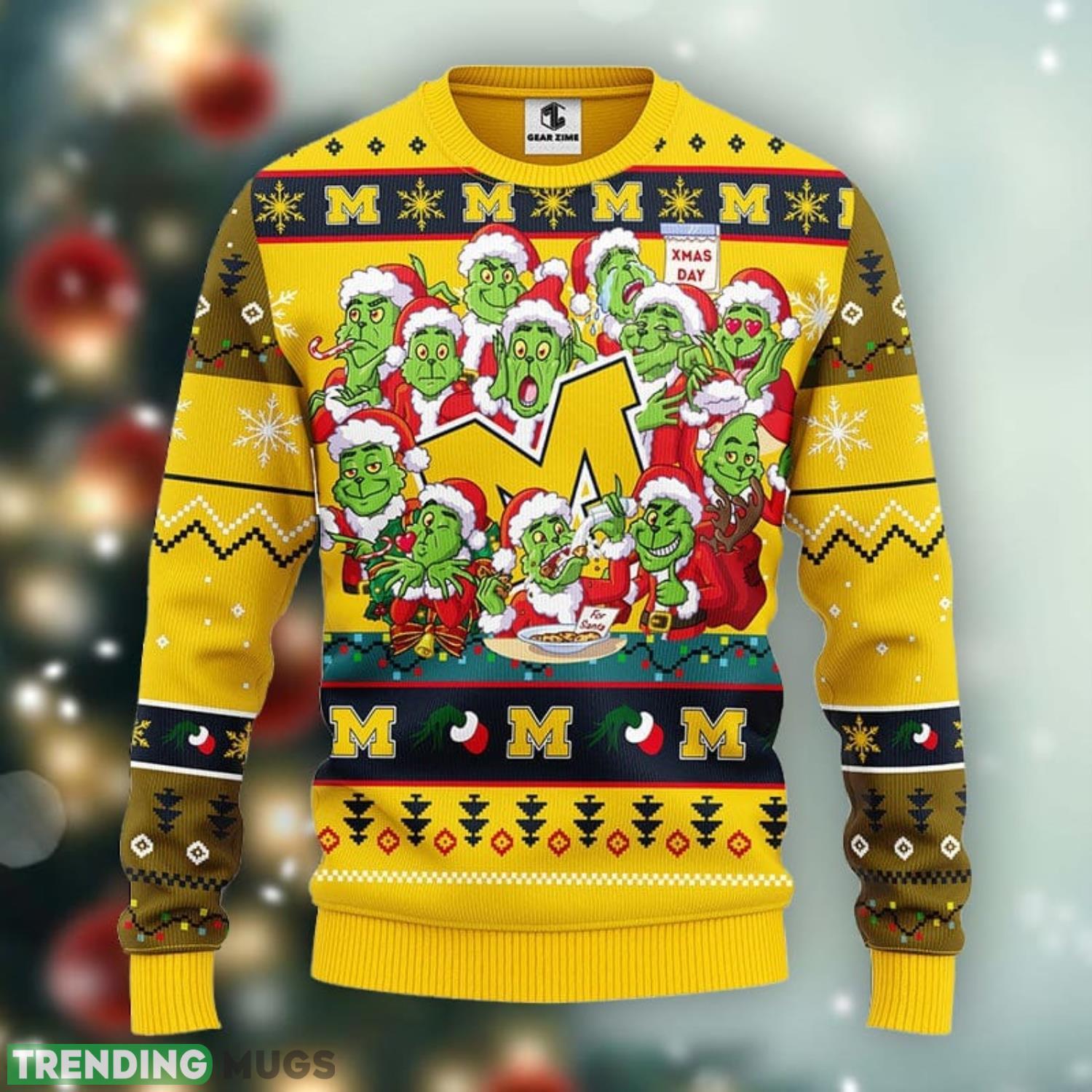 Michigan Wolverines 12 Grinch Xmas Day Christmas Ugly Sweater 3D Christmas Xmas Sweater Product Photo 1 Michigan Wolverines 12 Grinch Xmas Day Christmas Ugly Sweater 3D Christmas Xmas Sweater Product Photo 1